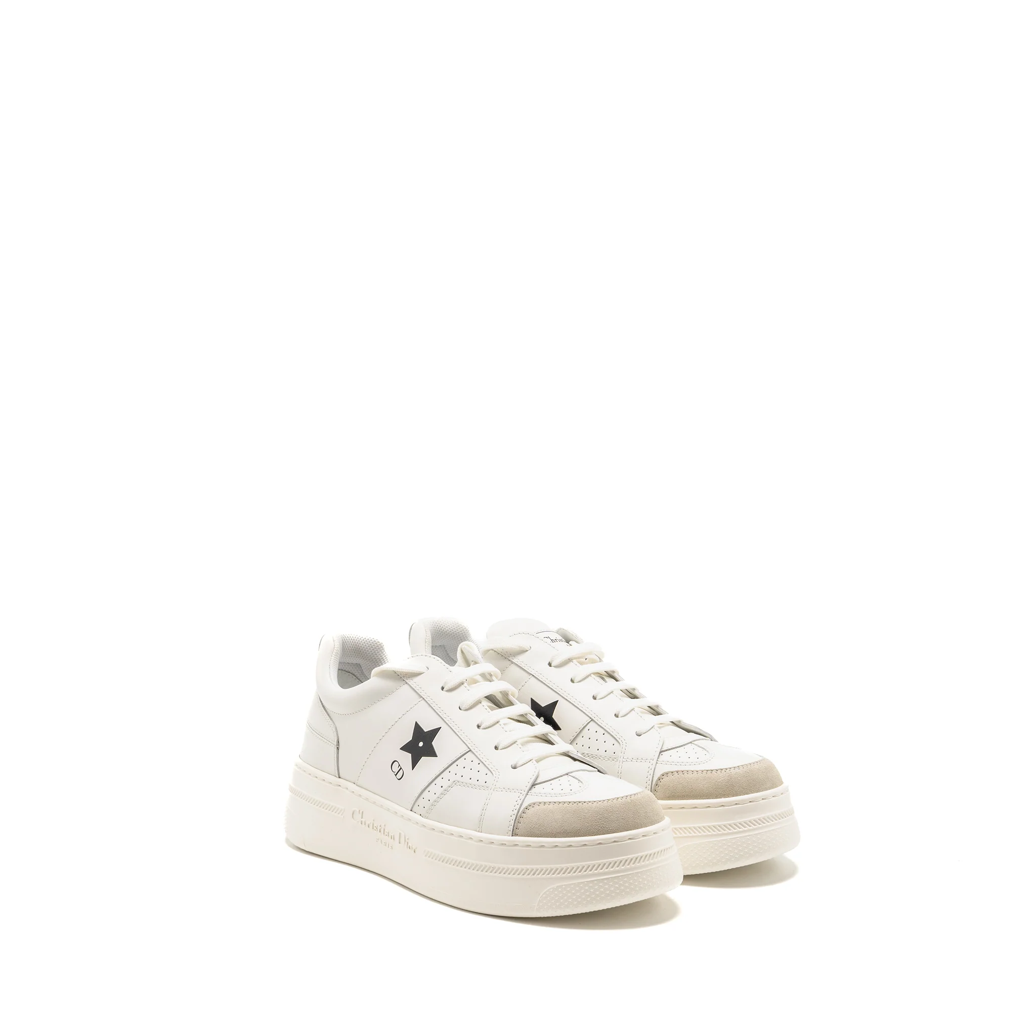 Dior Size 40.5 Dior Star Platform Sneaker Calfskin/Suede White/Black
