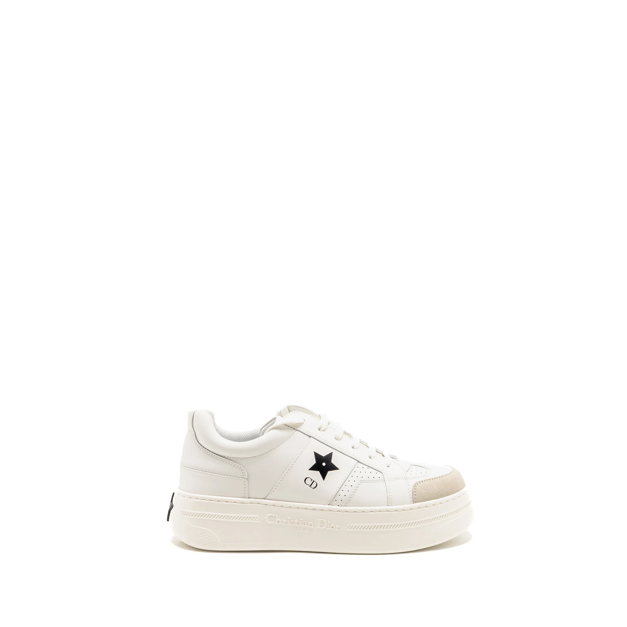 Dior Size 40.5 Dior Star Platform Sneaker Calfskin/Suede White/Black - Image 5