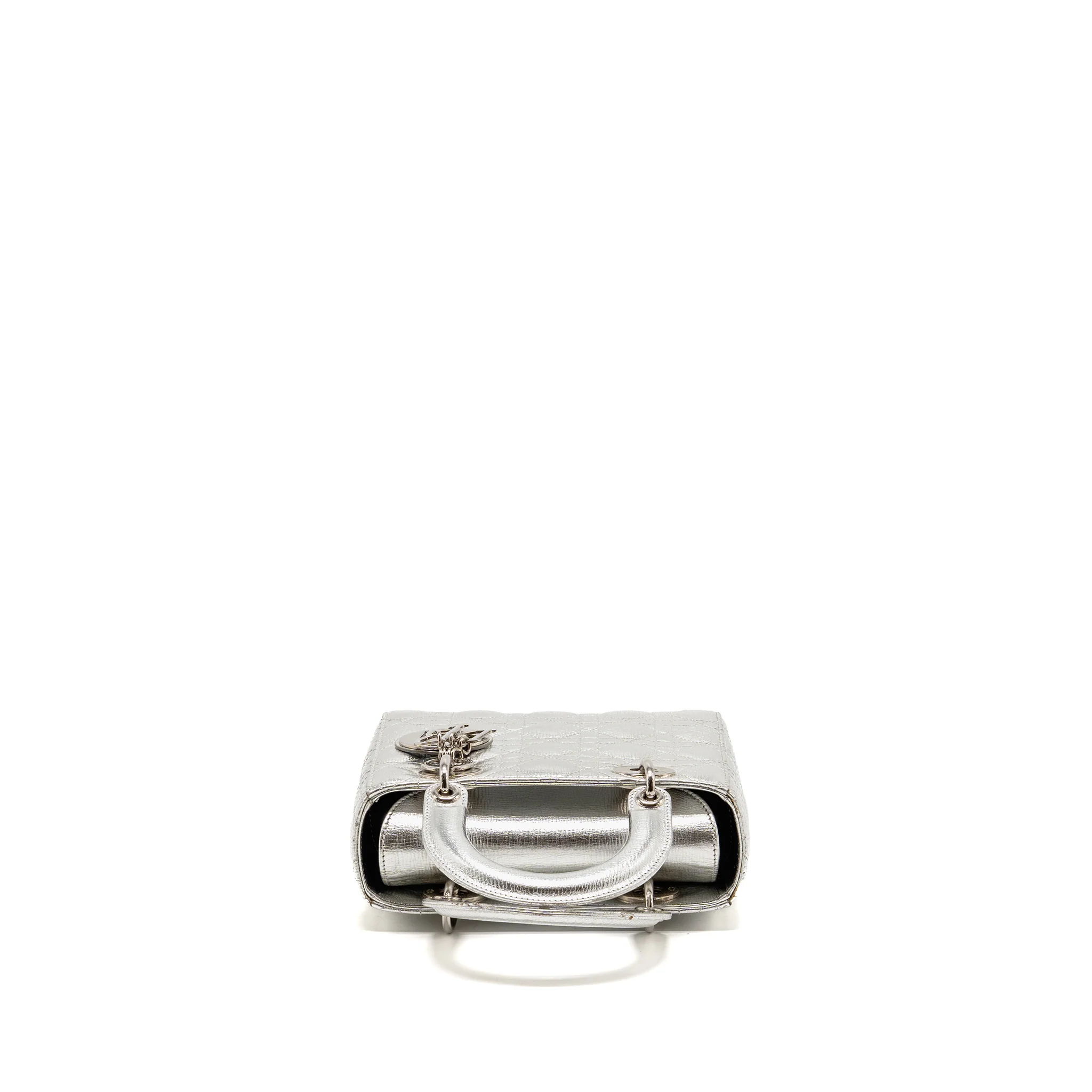 Dior Small Lady Dior My ABCDior Bag Metallic Cannage Calfskin Silver SHW - Image 5