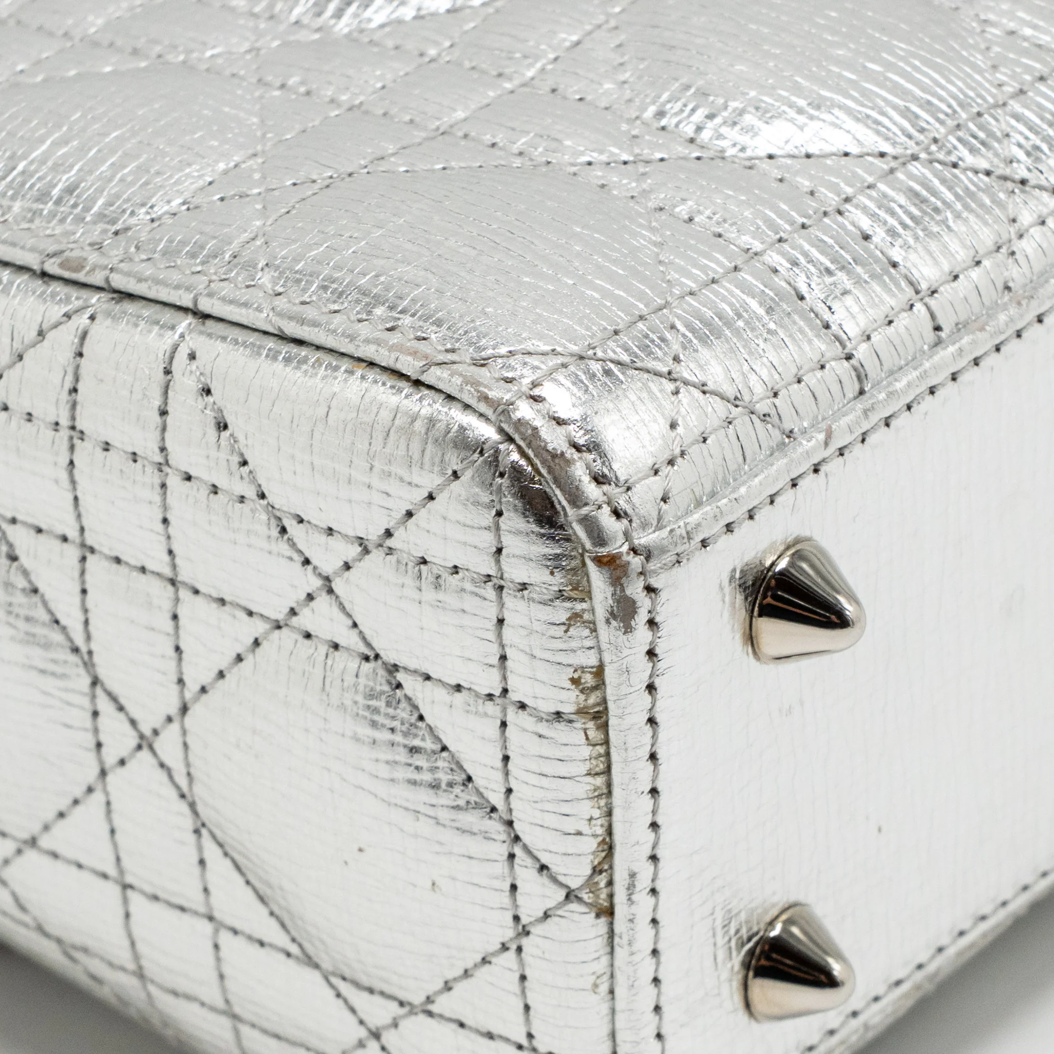Dior Small Lady Dior My ABCDior Bag Metallic Cannage Calfskin Silver SHW - Image 9