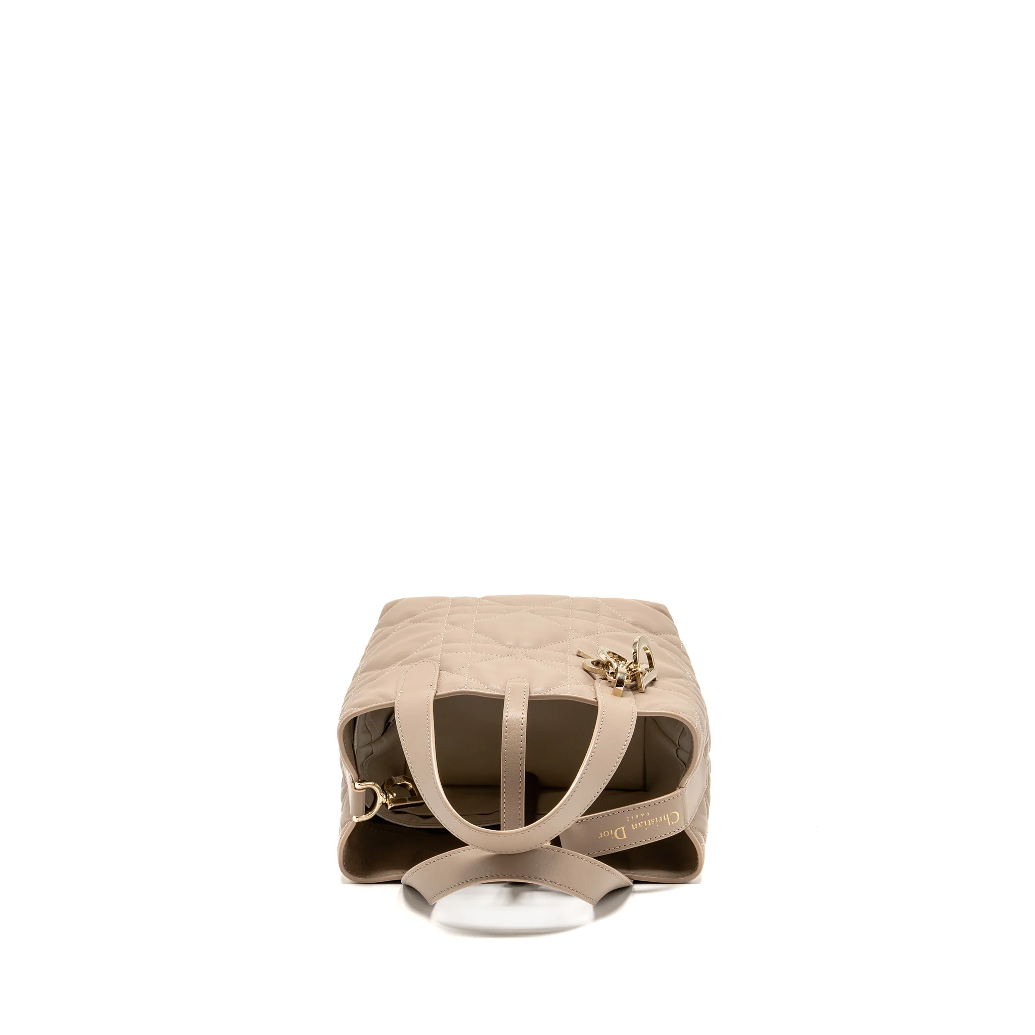 Dior Small Toujours Tote Bag Macrocannage Calfskin Powder Beige LGHW - Image 5