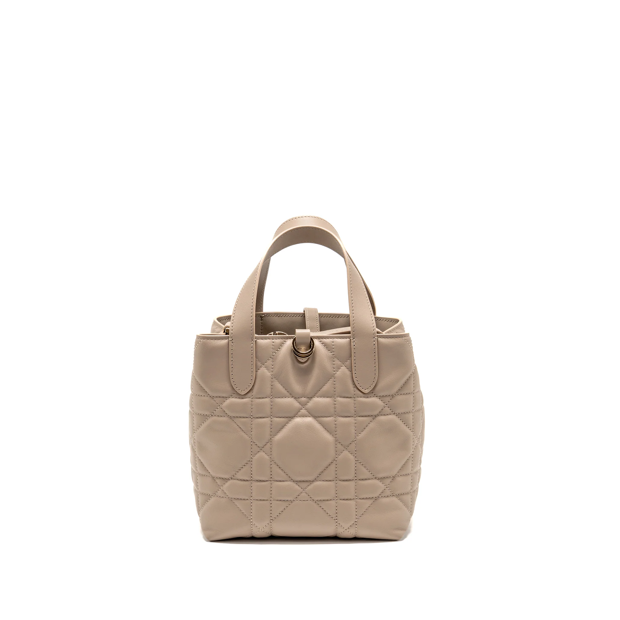 Dior Small Toujours Tote Bag Macrocannage Calfskin Powder Beige LGHW - Image 2