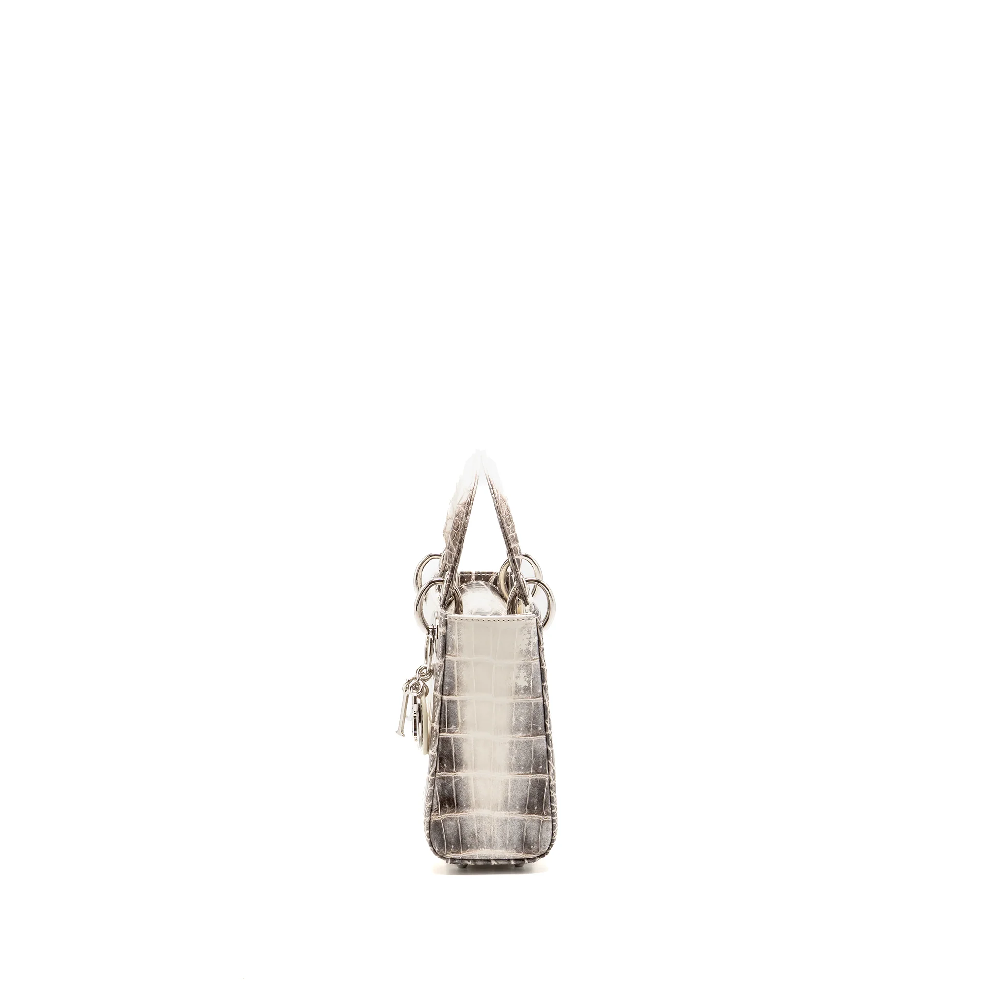 Dior Mini Lady Dior Himalayan Crocodile White/Grey SHW - Image 4