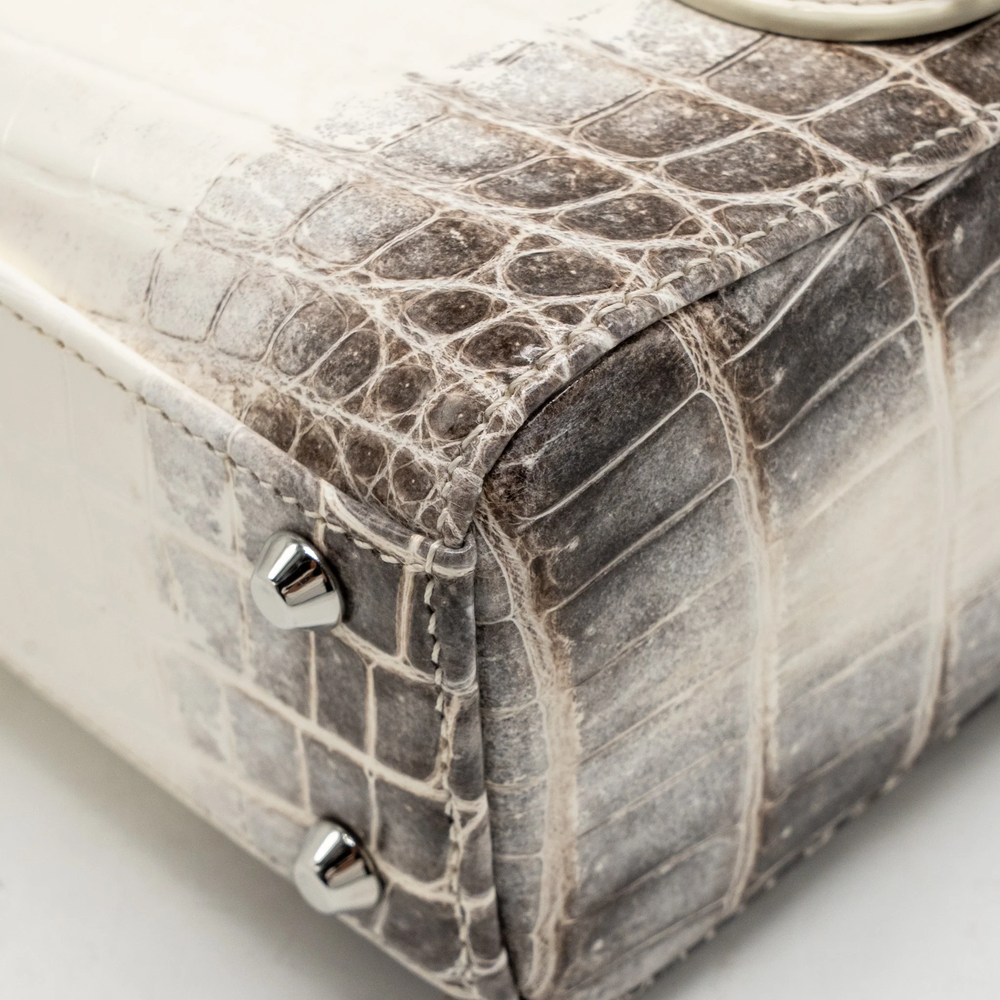 Dior Mini Lady Dior Himalayan Crocodile White/Grey SHW - Image 8