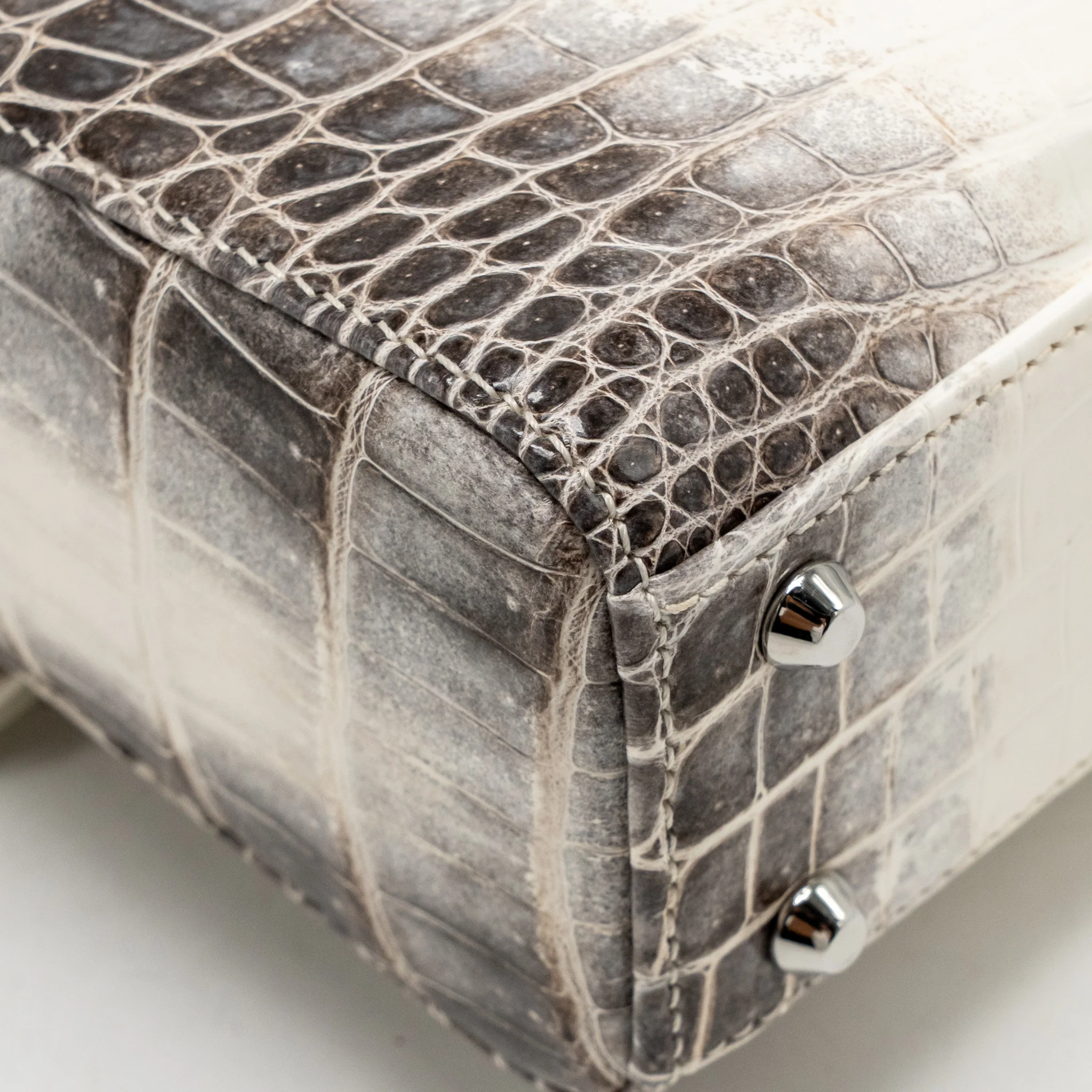 Dior Mini Lady Dior Himalayan Crocodile White/Grey SHW - Image 9