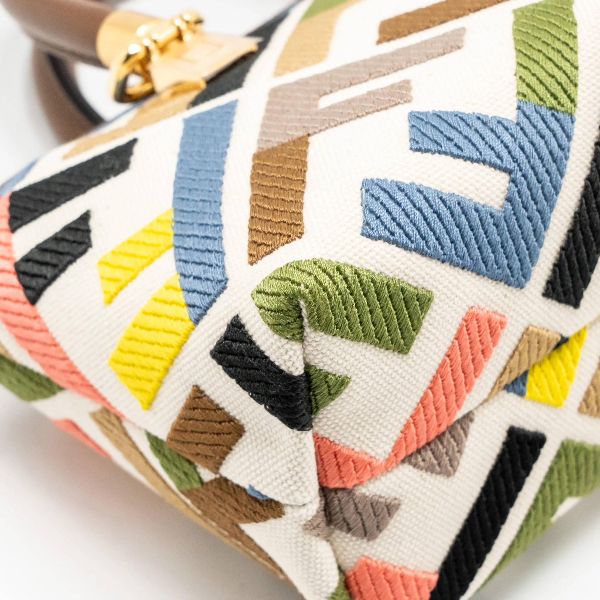 Fendi By the Way Mini Bag Embroidered FF Canvas Multicolour GHW - Image 9