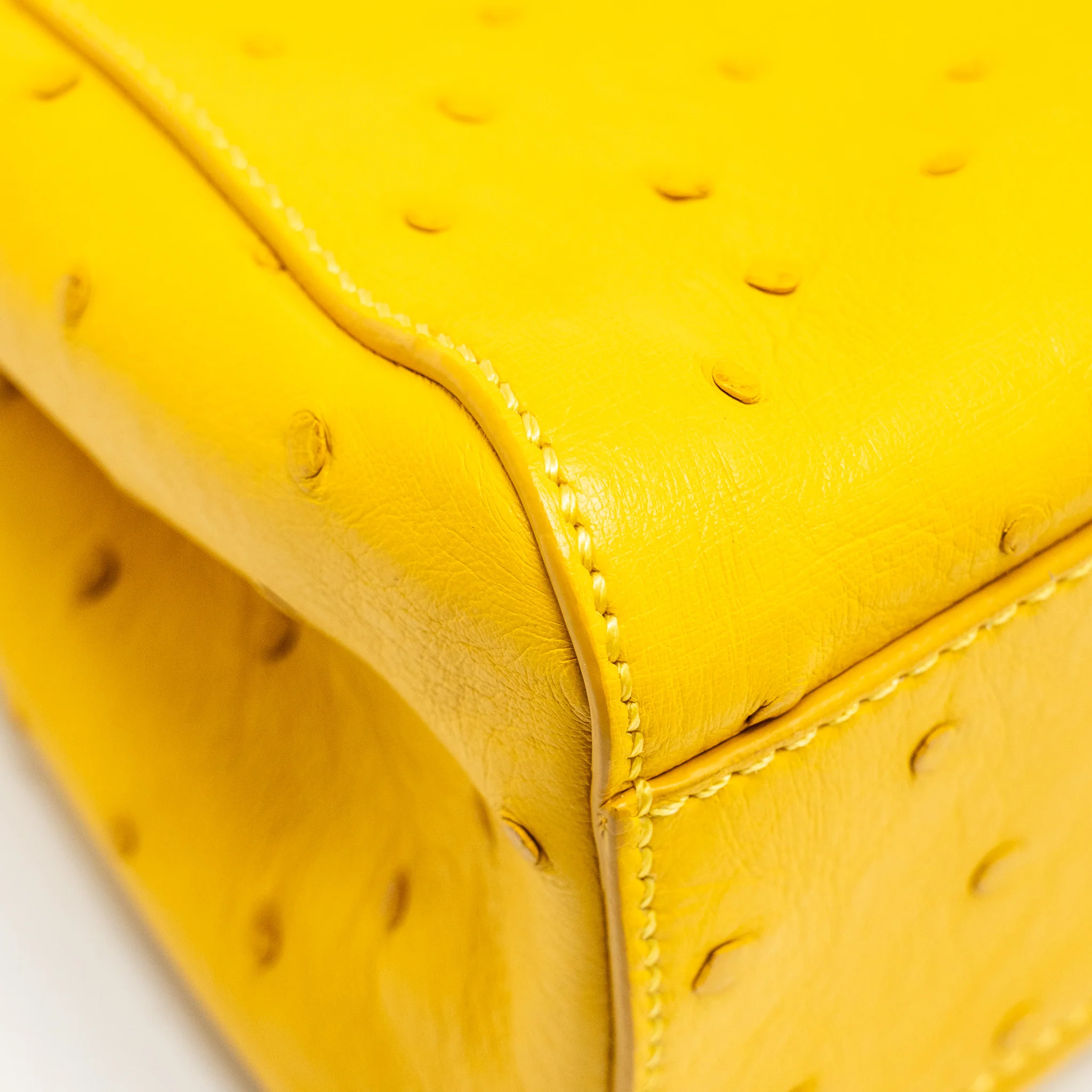 Fendi Mini Peekaboo Ostrich/Crystal Yellow/White GHW - Image 9