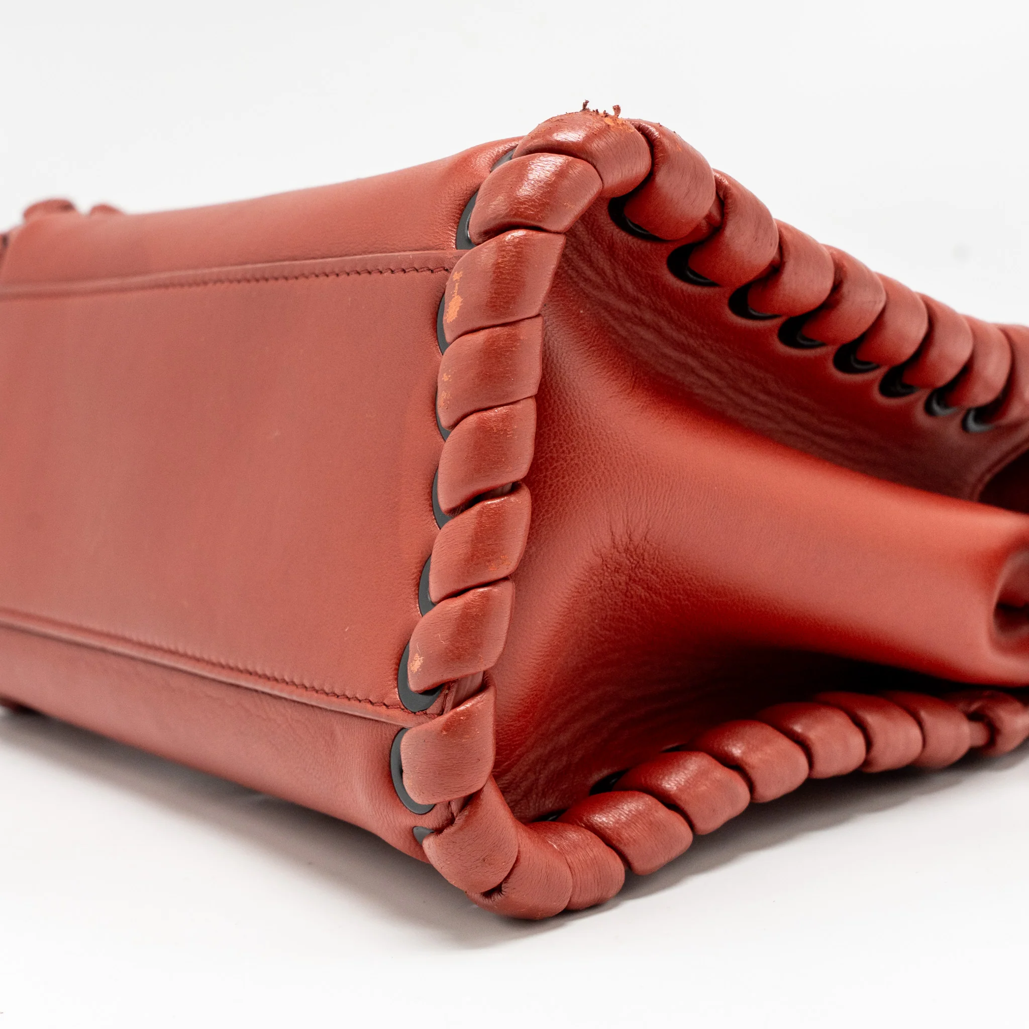 Fendi Mini Peekaboo Whipstitch Lambskin Bloody Mary SHW - Image 7