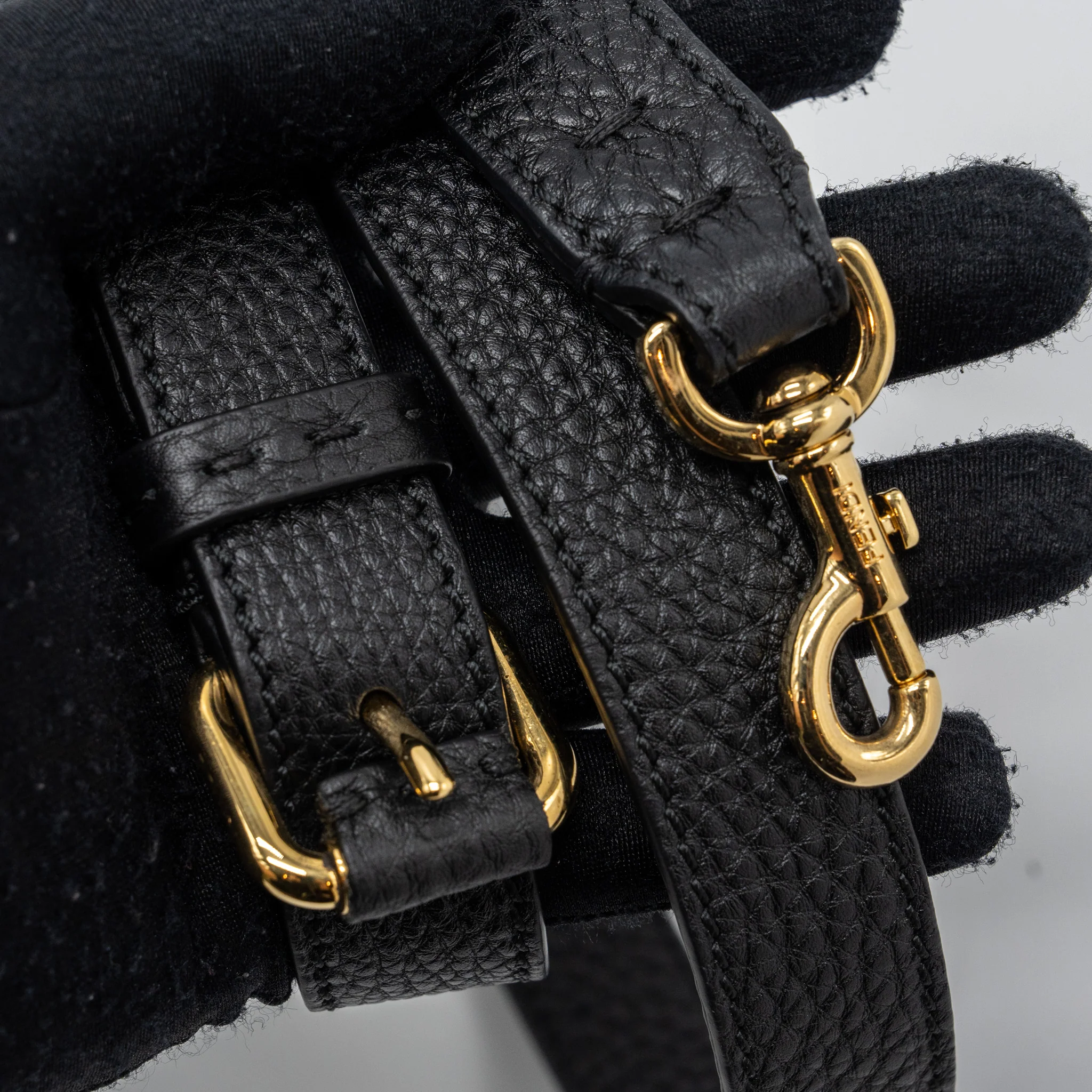 Fendi Peekaboo Fit Mini Selleria Bag with topstiching Leather Black GHW - Image 12