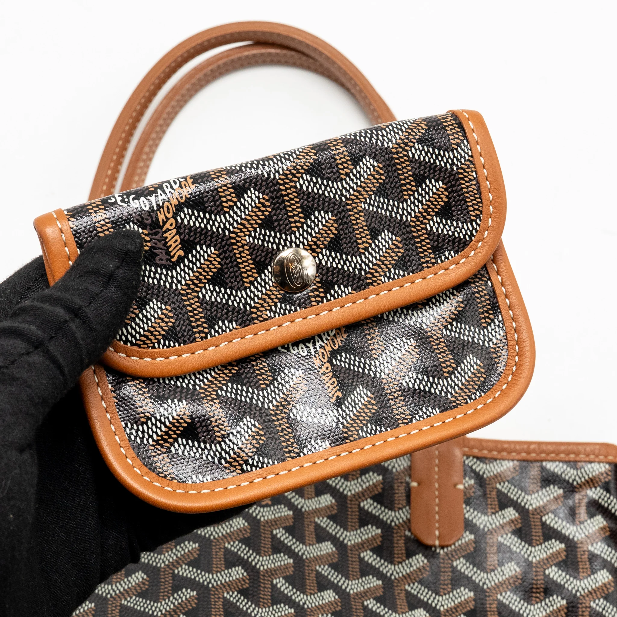 Goyard Mini Anjou Tote Goyardine Canvas/ calfskin Tan SHW - Image 13