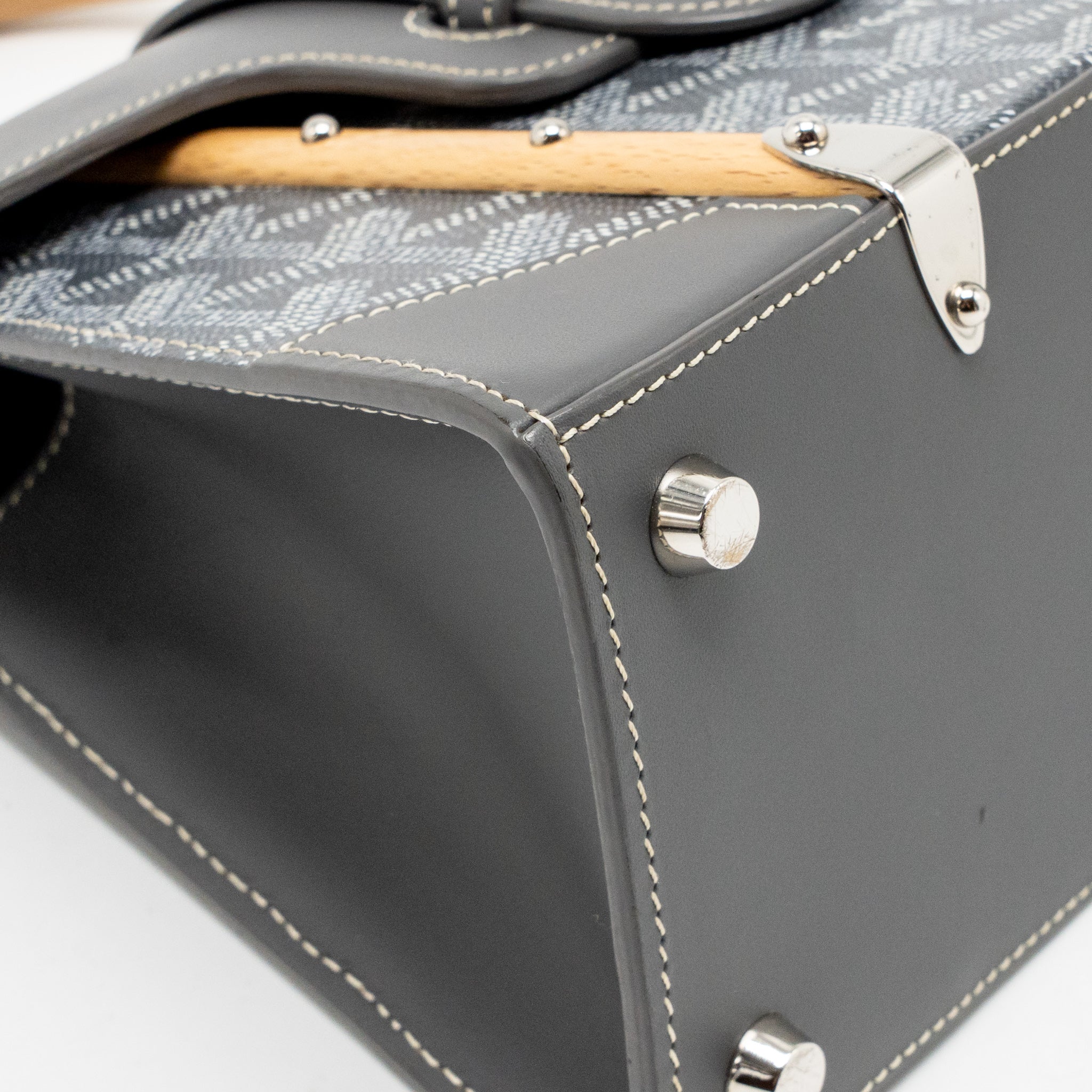 Goyard Saigon Structure Mini Bag Goyardine Canvas/Calfskin Grey SHW - Image 7