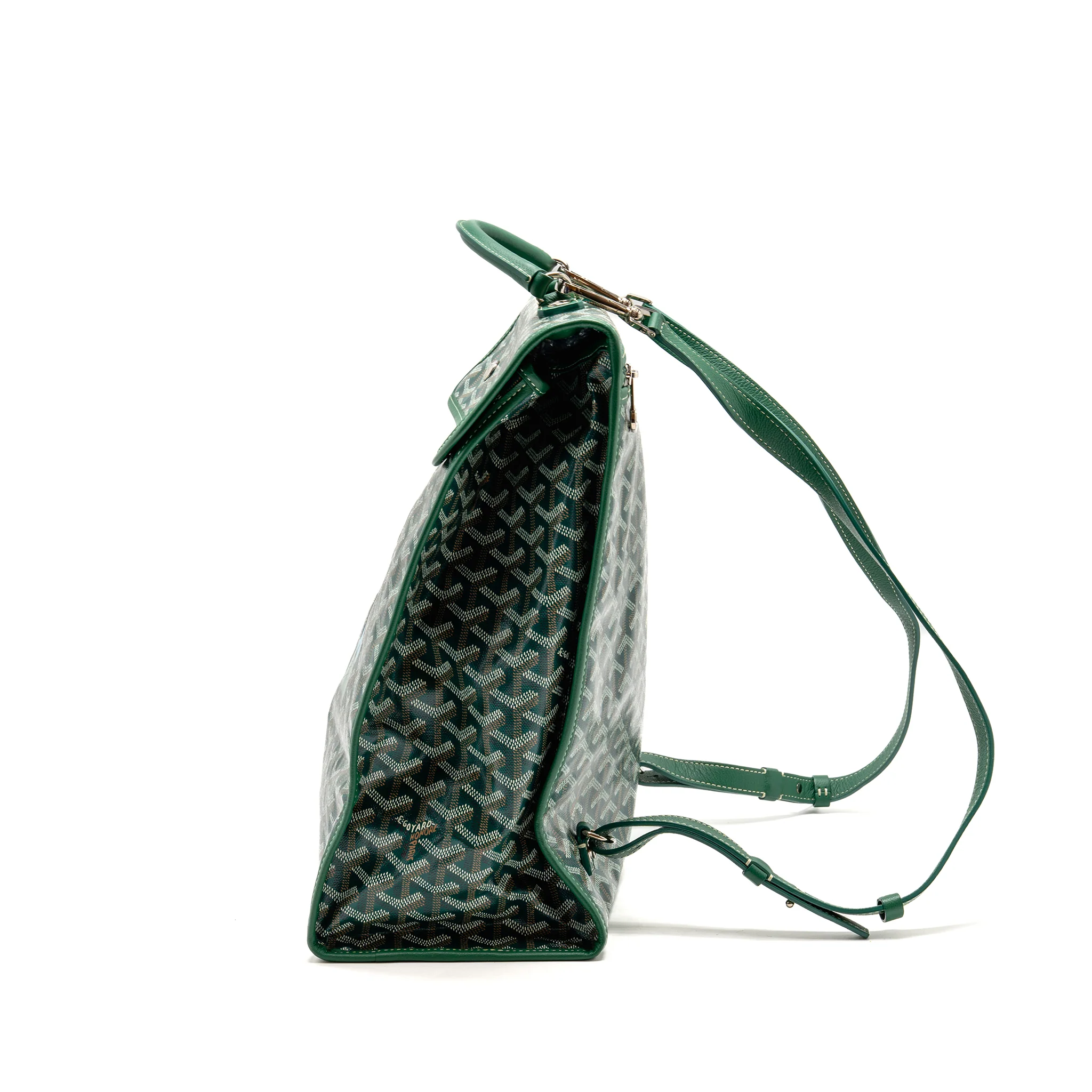 Goyard Saint Leger Backpack with Bulldog Print Goyardine Canvas/Calfskin Green SHW - Image 3
