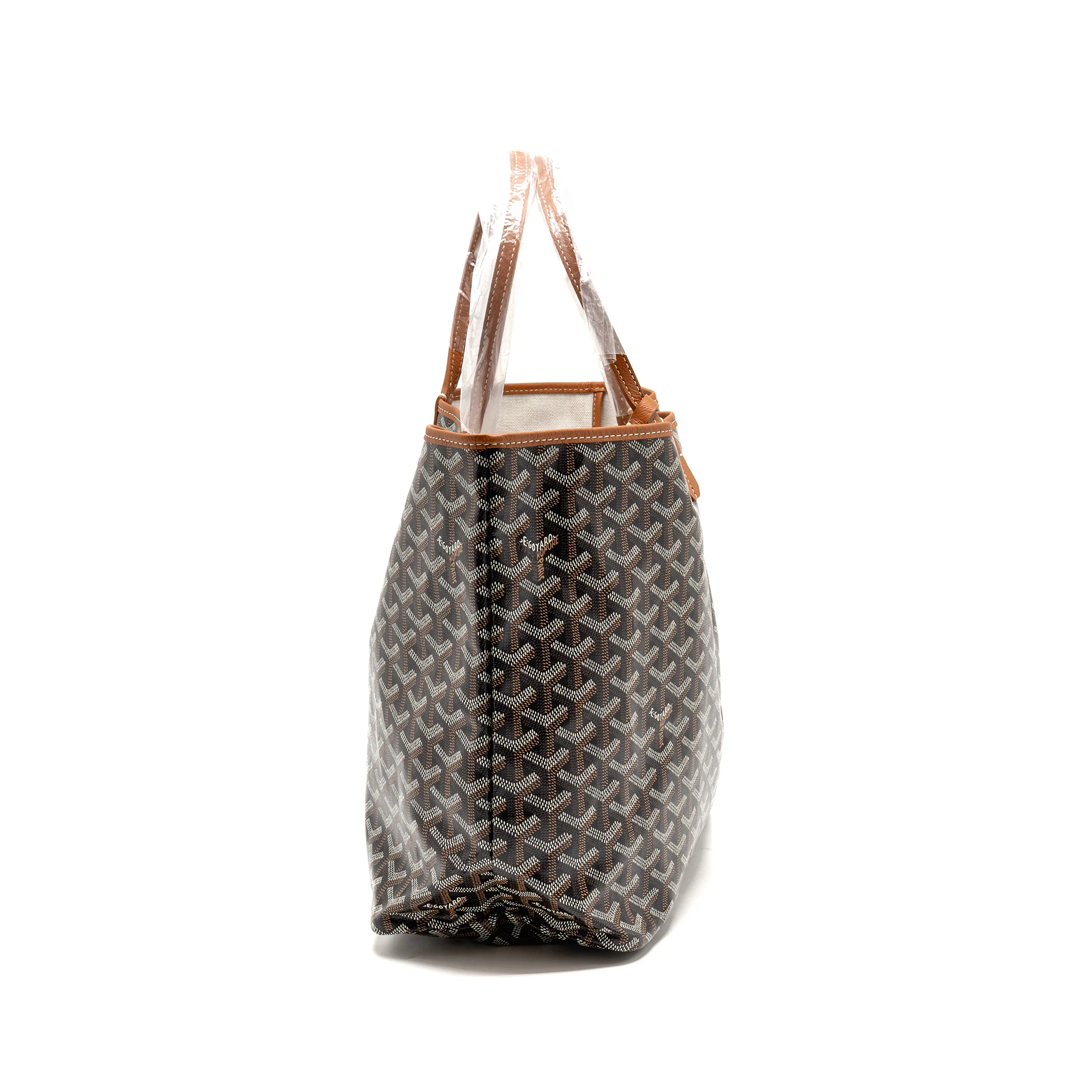 Goyard Saint Louis PM Bag Goyardine Canvas/Calfskin Naturel SHW - Image 3