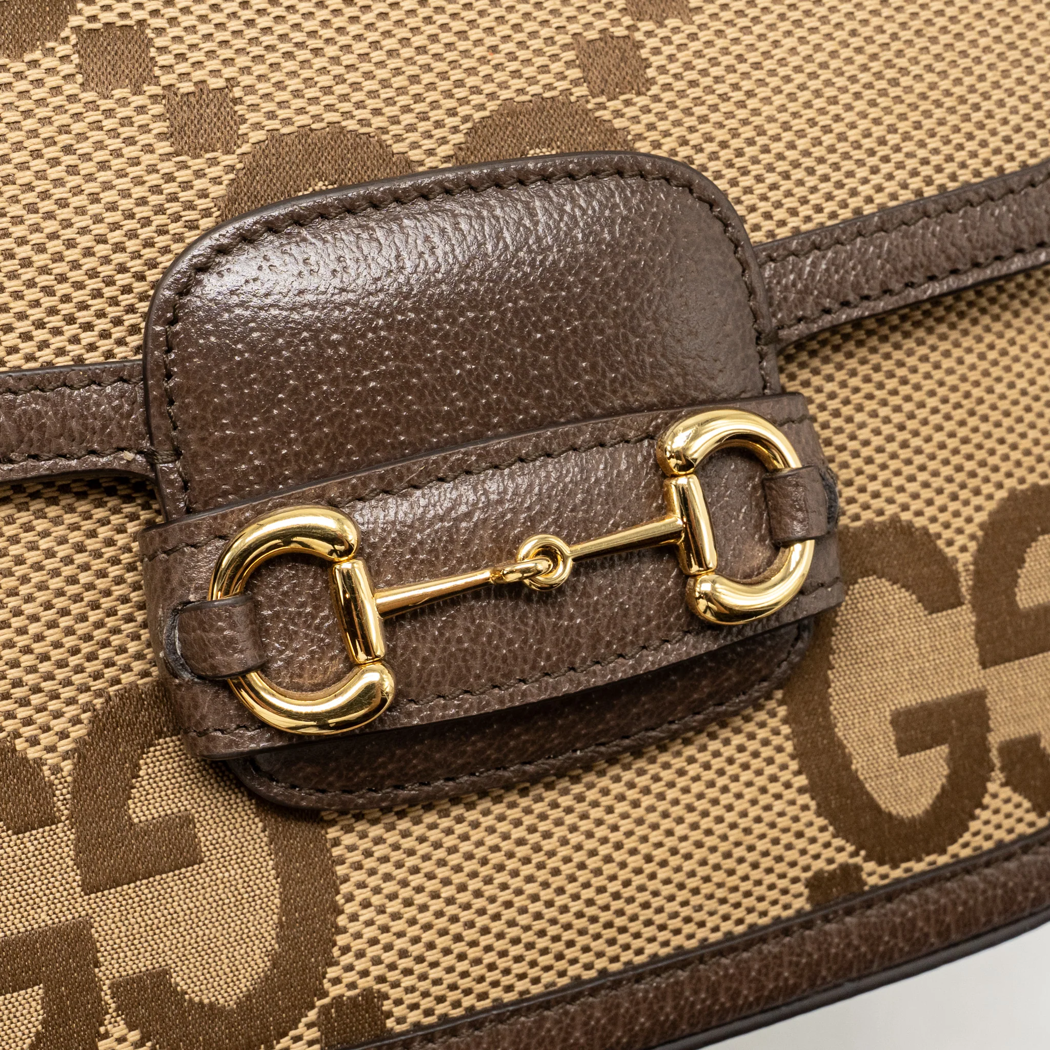 Gucci Horsebit 1955 small shoulder bag giant GG supreme canvas beige/brown GHW - Image 11