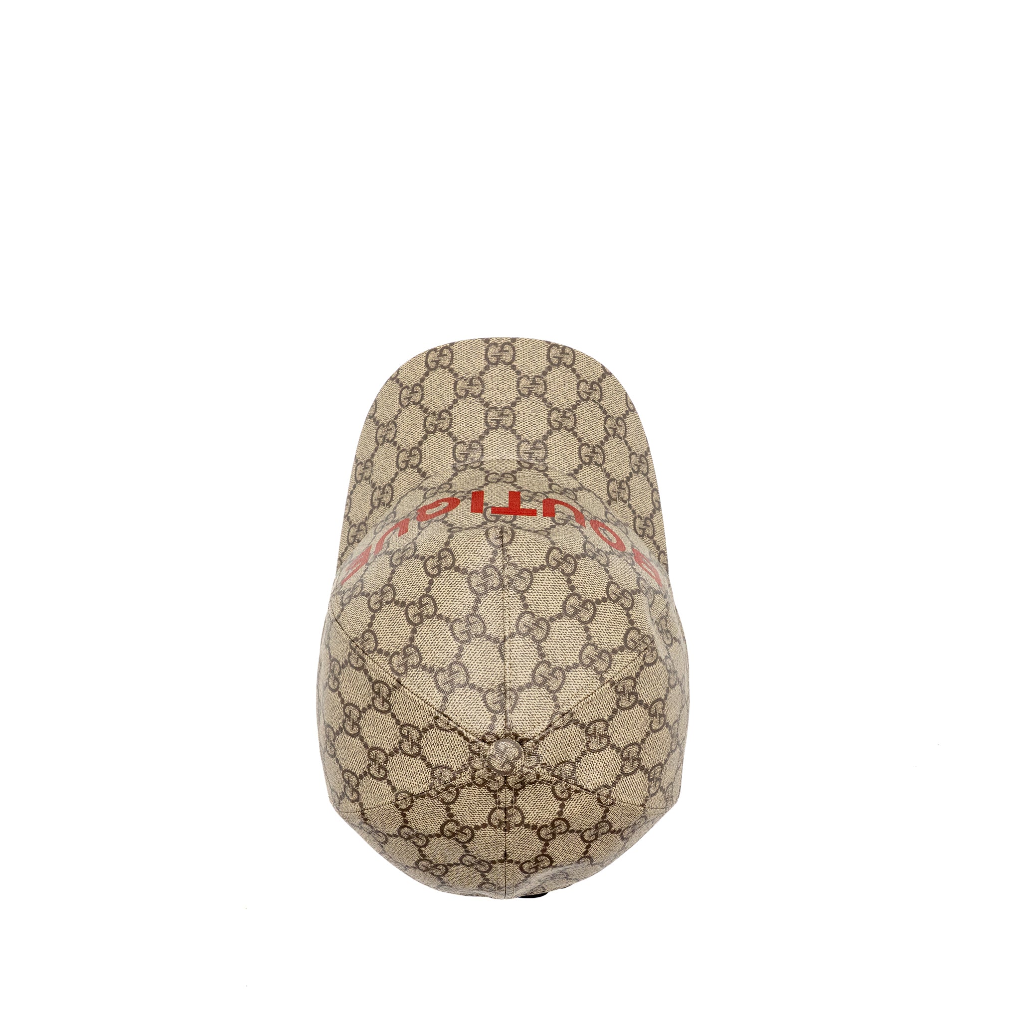 Gucci Size M Boutique Baseball Hat GG Monogram Canvas Beige/Red GHW - Image 4