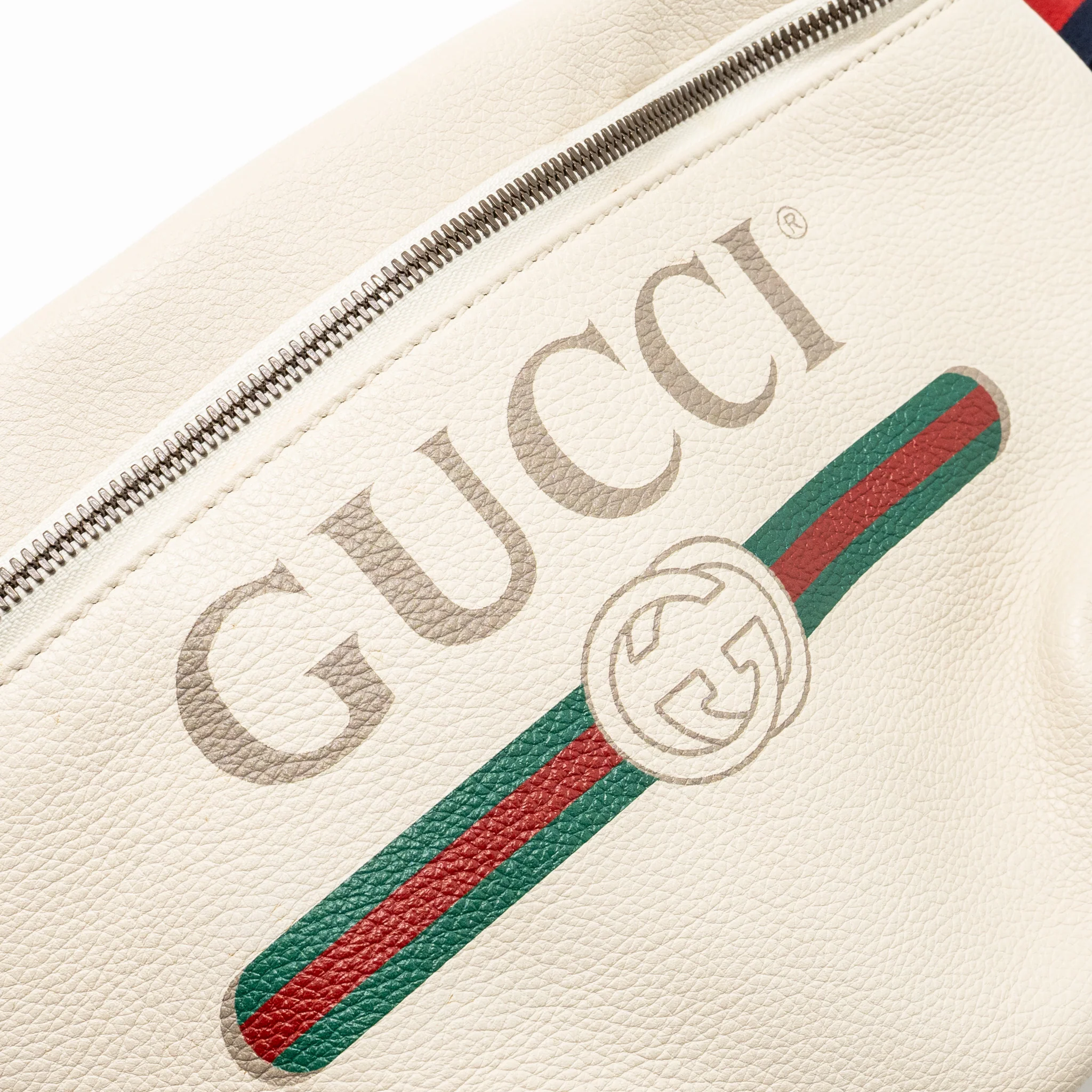 Gucci Logo Print Belt Bag Calfskin White GHW - Image 12