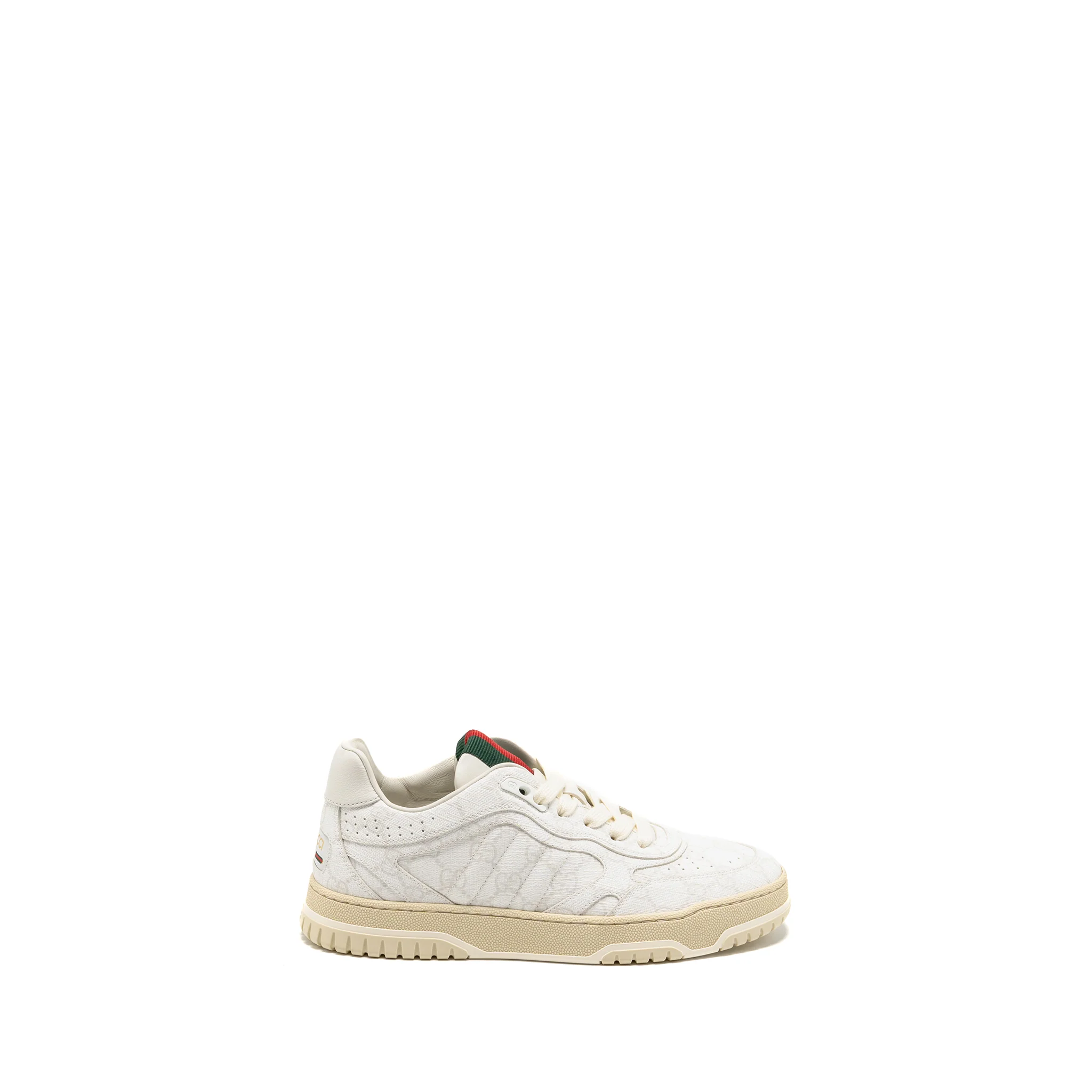 Gucci Size 37.5 Re-Web Trainer GG Supreme Canvas/Leather Beige/White - Image 5