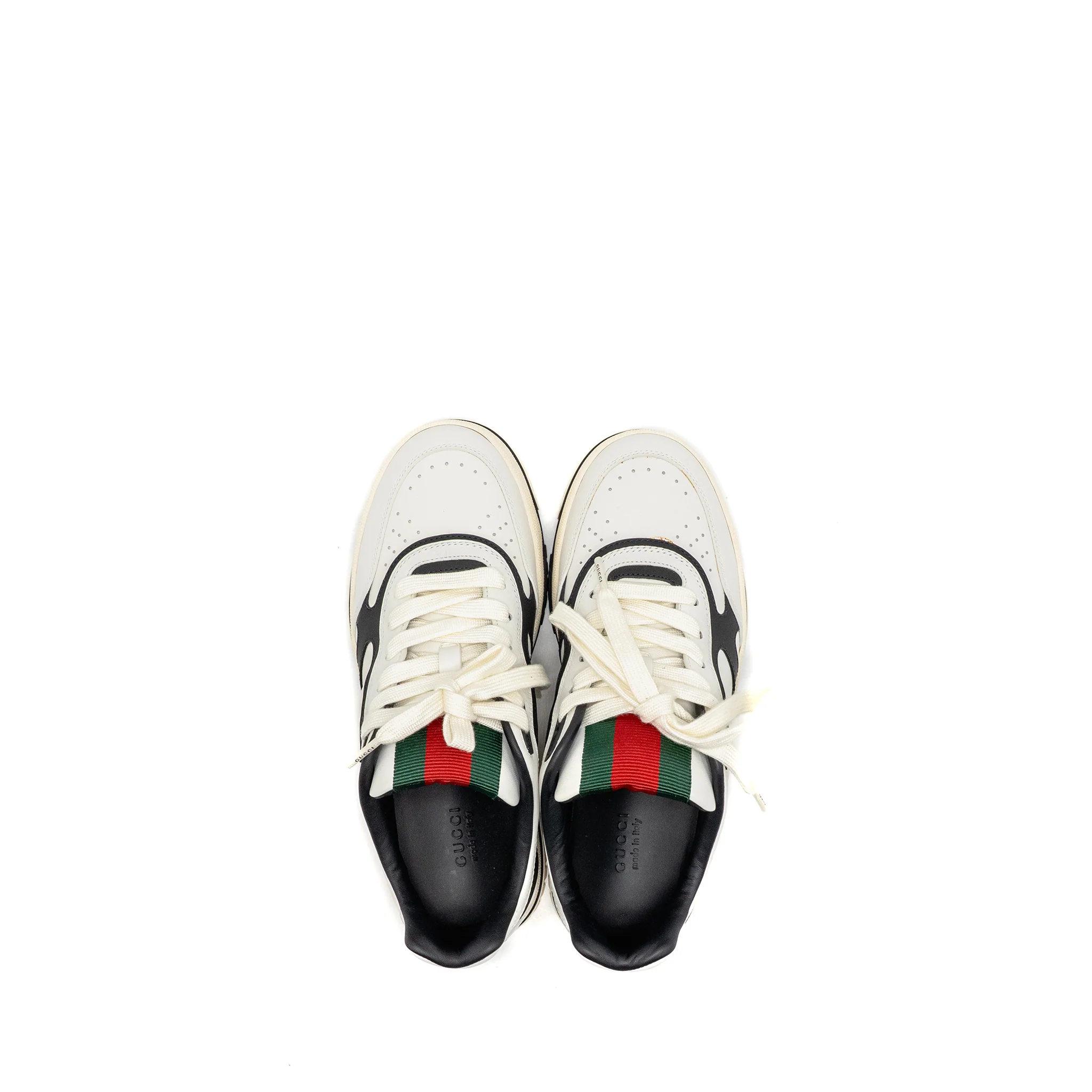 Gucci Size 37 Re-Web Sneakers Leather White/Black - Image 4