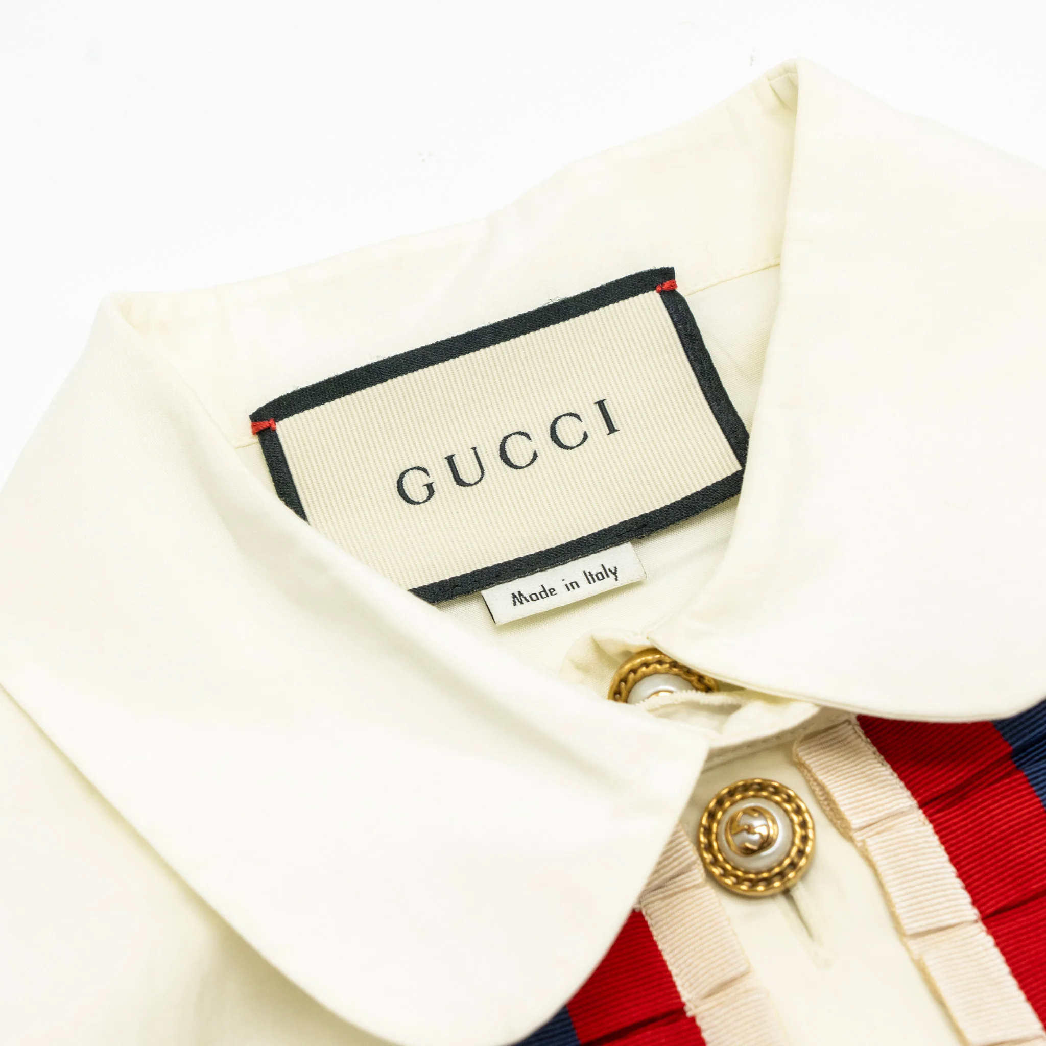 Gucci size 38 detailed ribbon shirt cream multicolour - Image 5