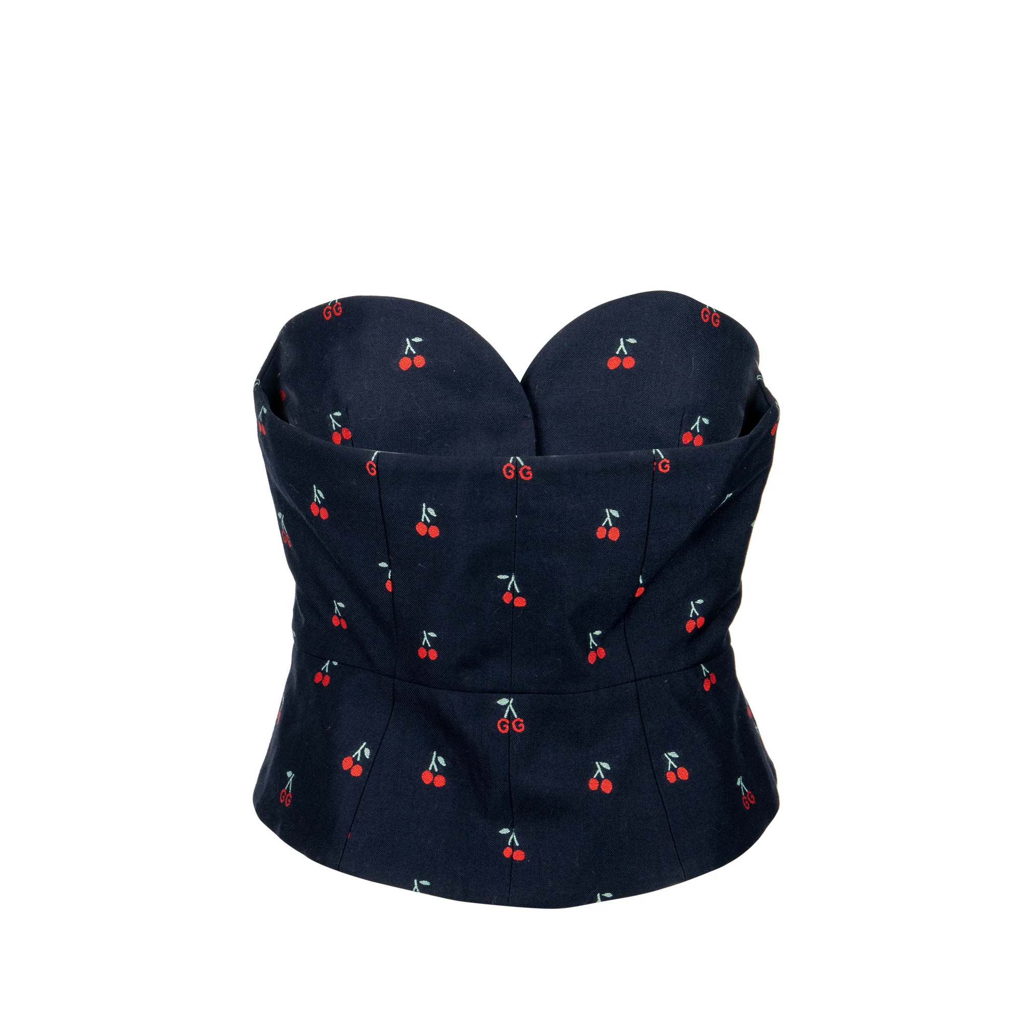 Gucci Size 40 Cherry Print Tube Top Cotton/Wool Navy - Image 3