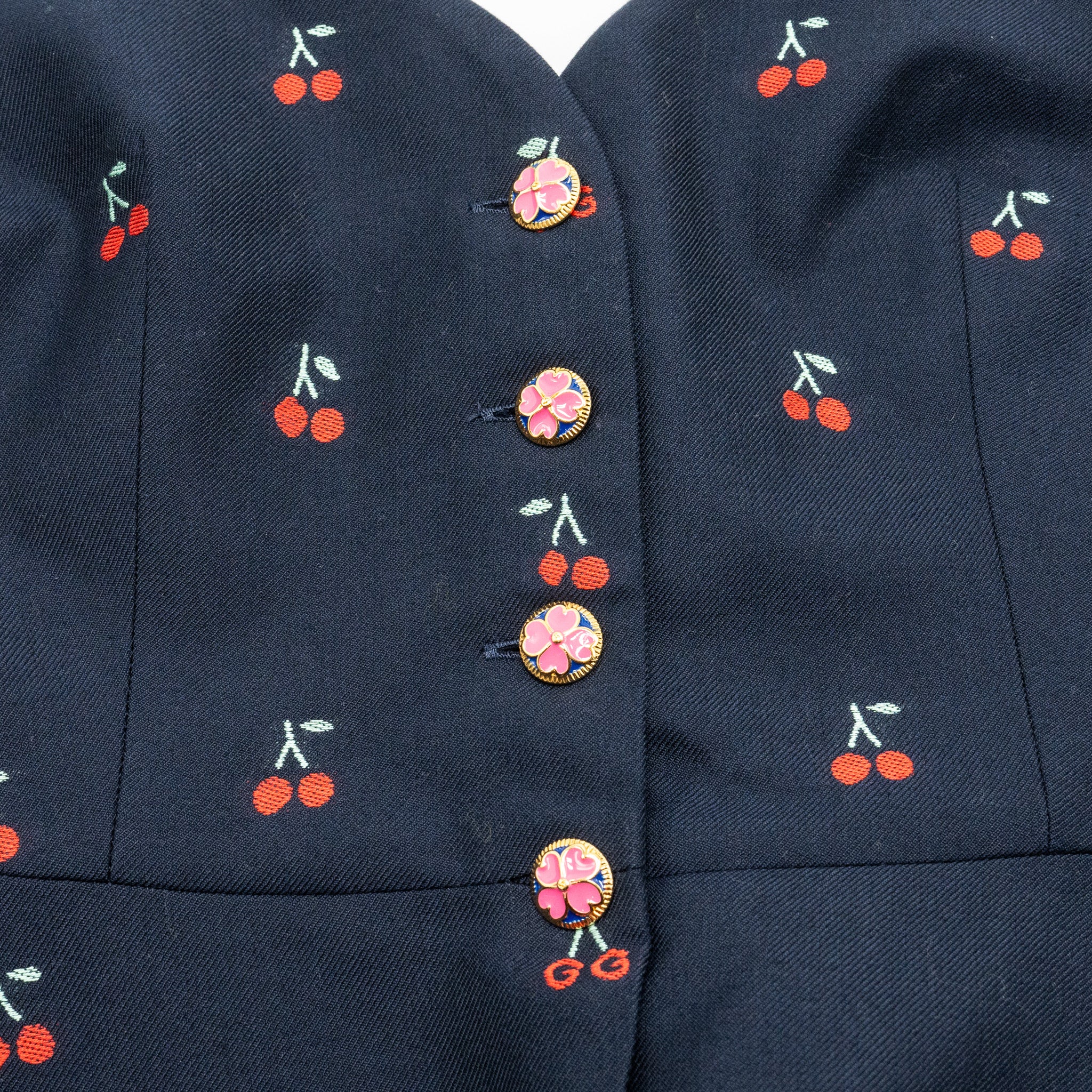 Gucci Size 40 Cherry Print Tube Top Cotton/Wool Navy - Image 4