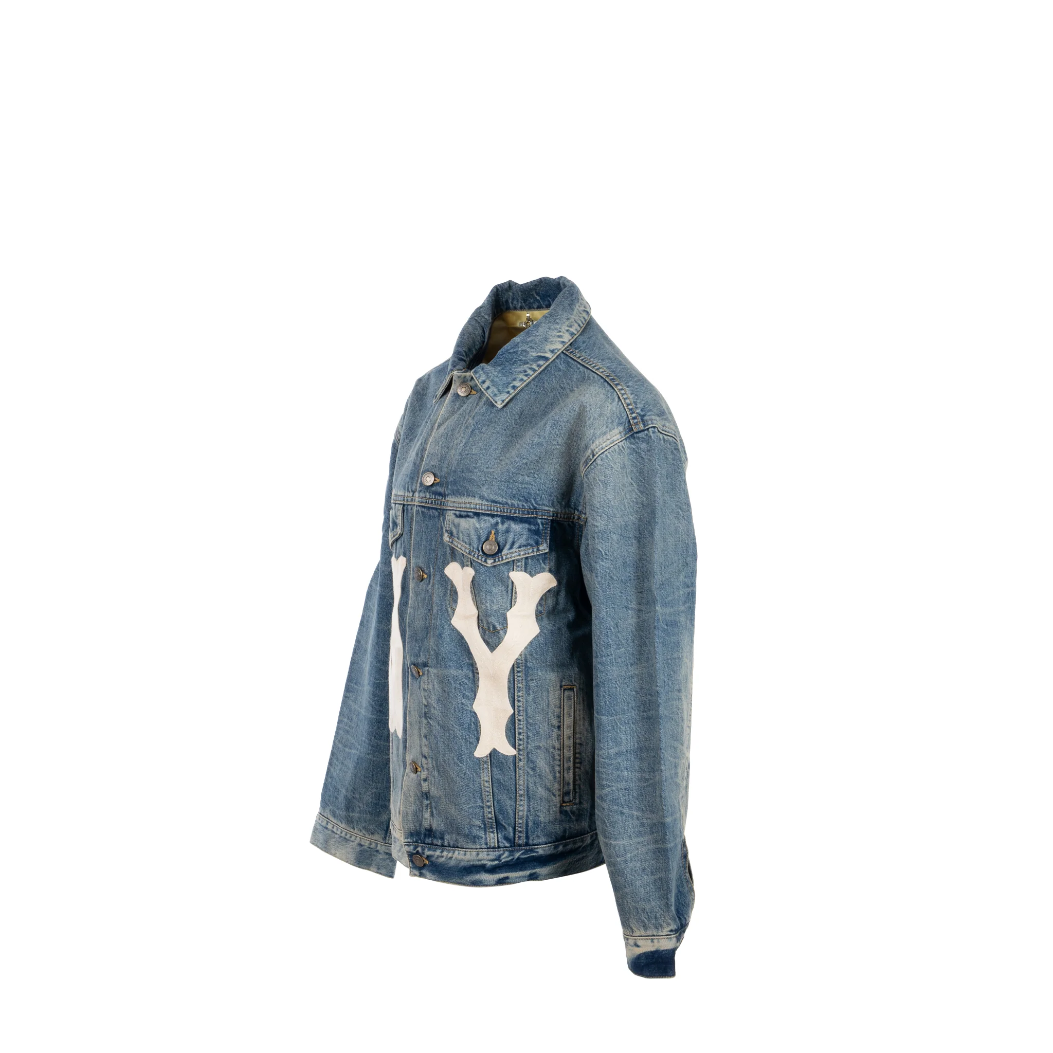 Gucci Size 46 Embroidered NY Logo Limited Edition Denim Jacket Cotton Blue - Image 2