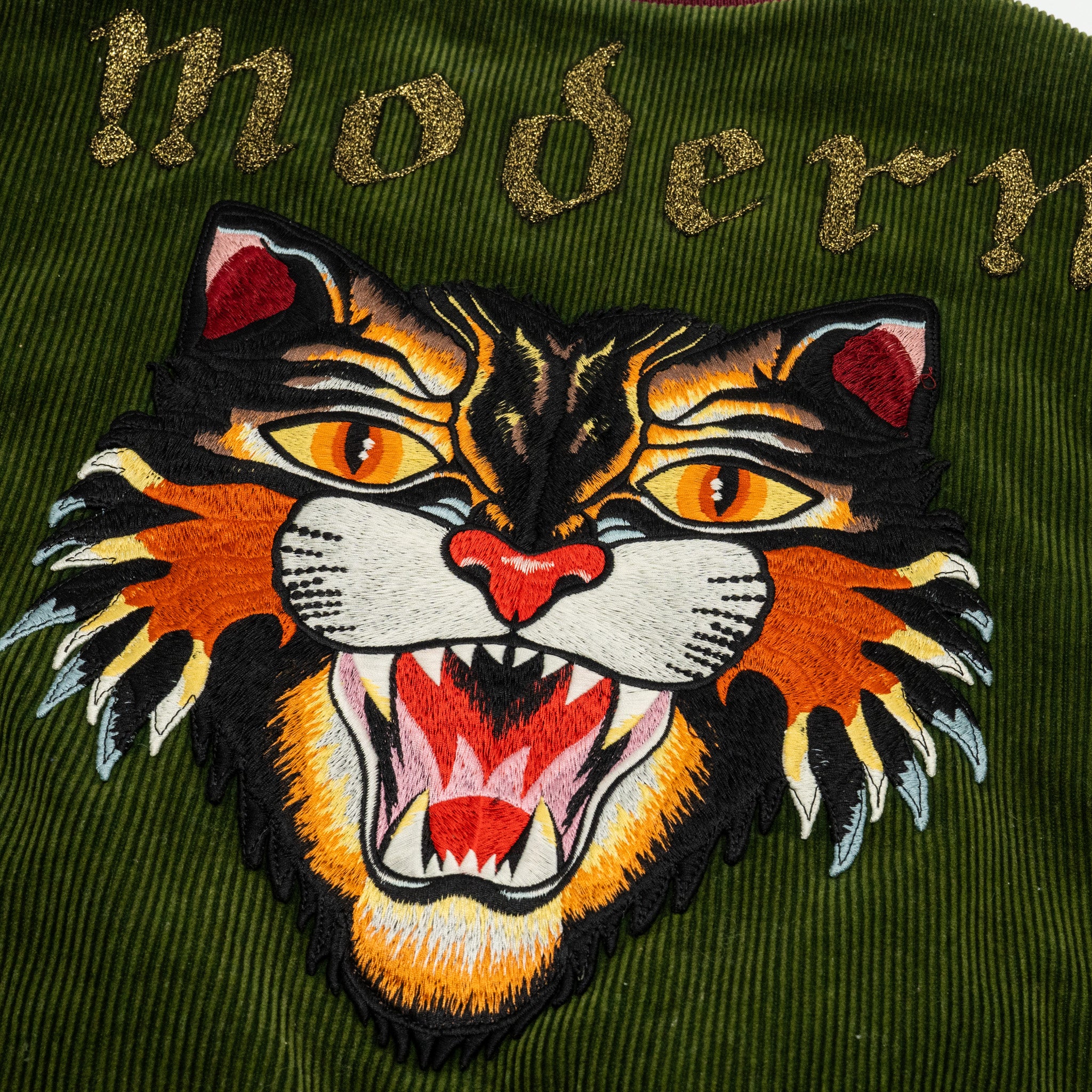 GUCCI Size 48 Embroidered Corduroy ‘Modern Future’ Bomber Jacket Cotton Multicolour - Image 12