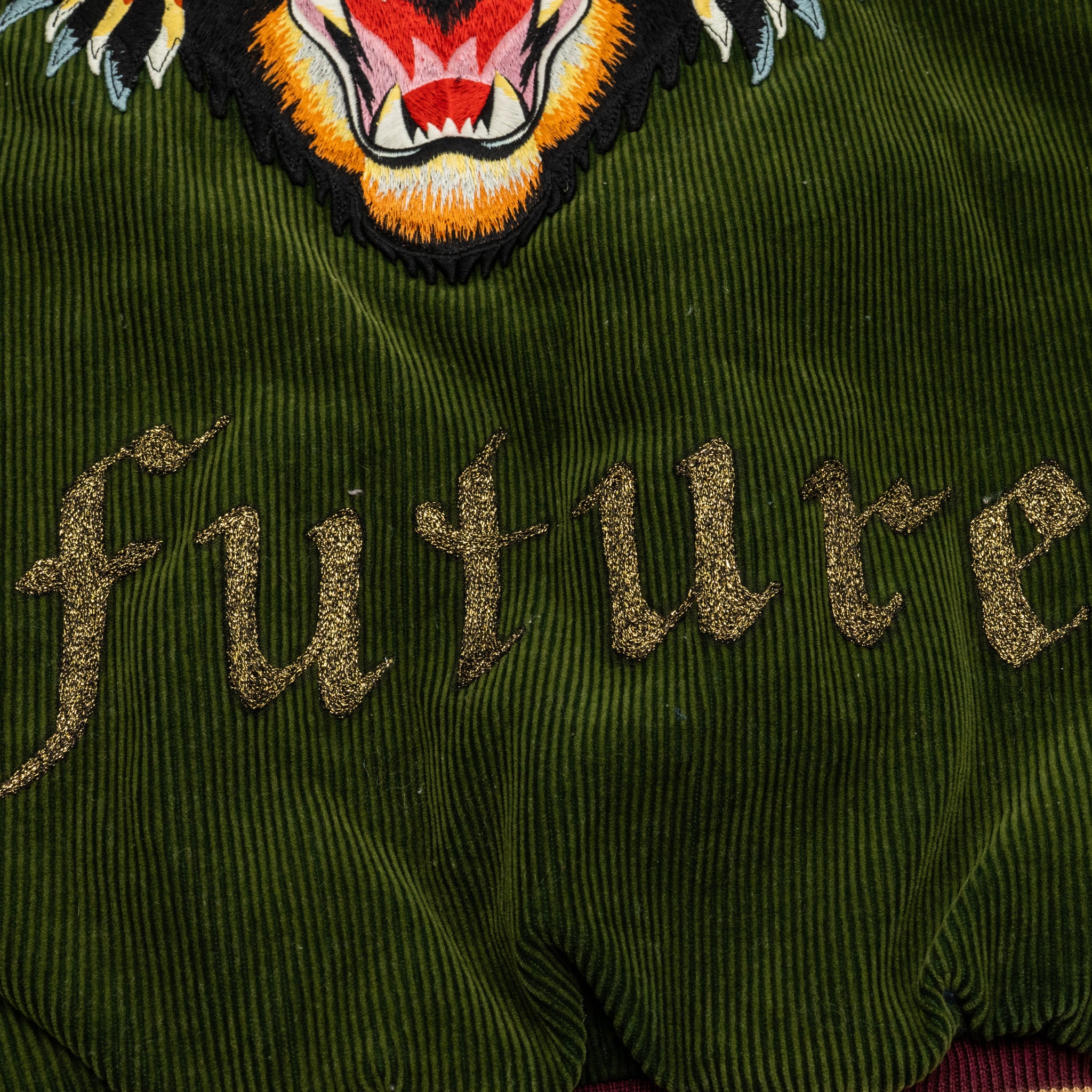 GUCCI Size 48 Embroidered Corduroy ‘Modern Future’ Bomber Jacket Cotton Multicolour - Image 13