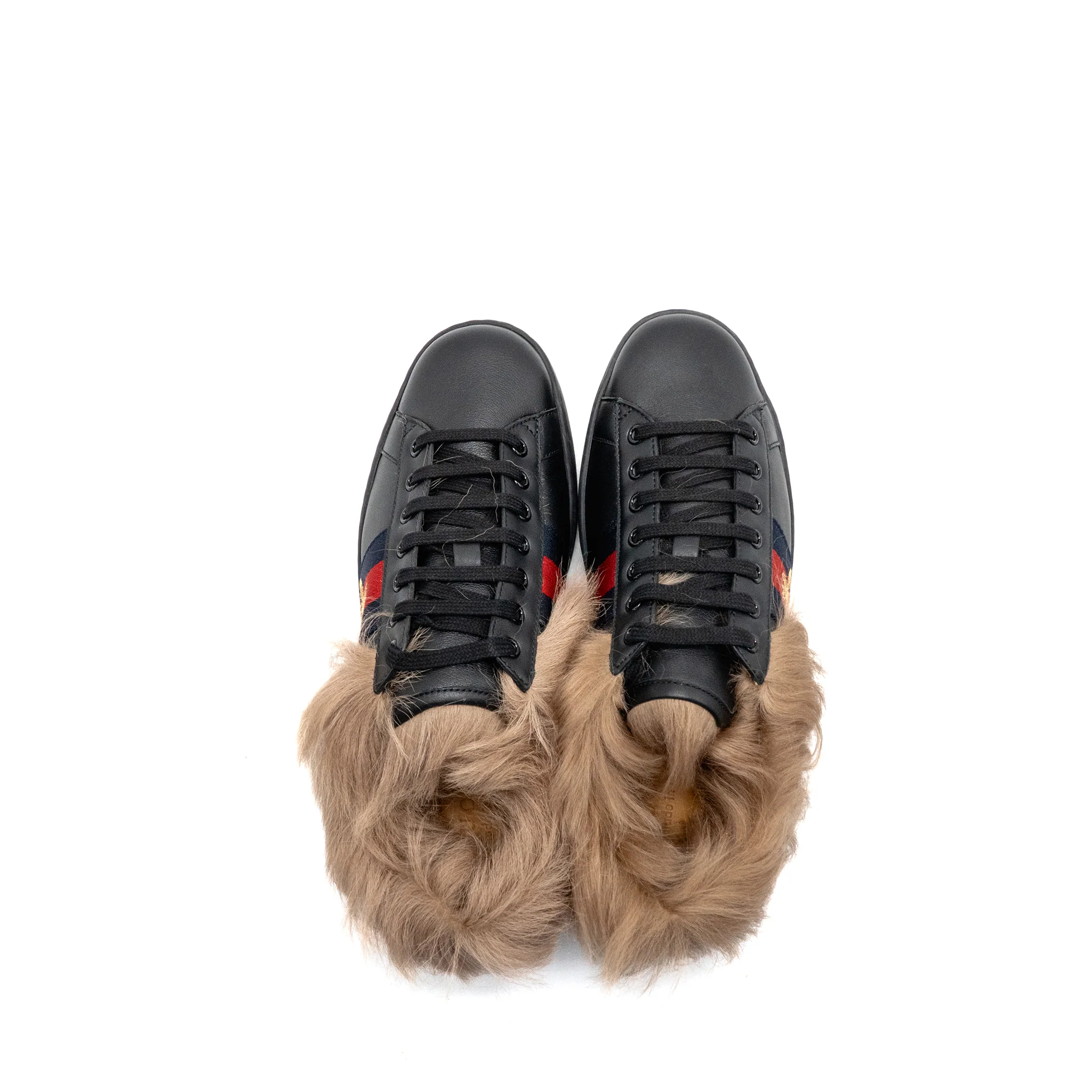 Gucci Size 8 Men’s Ace Sneakers Embroidered Bee Leather/Wool Black - Image 4