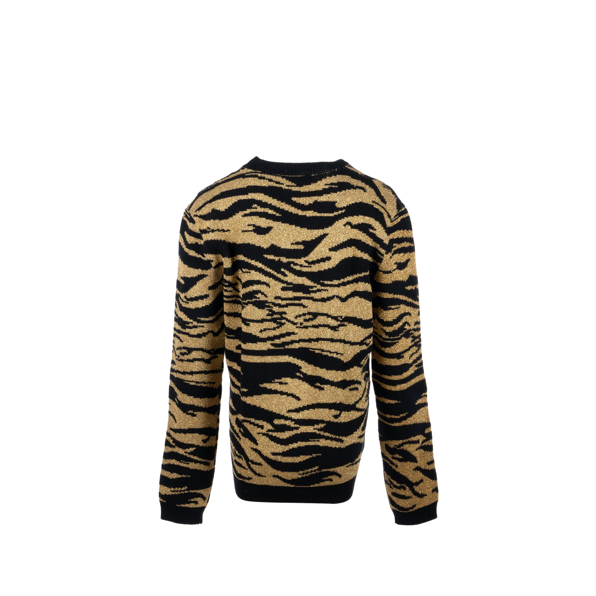 Gucci Size S Jacquard Tiger Sweater Wool/Metallised Fiber Gold/Black/Green - Image 3