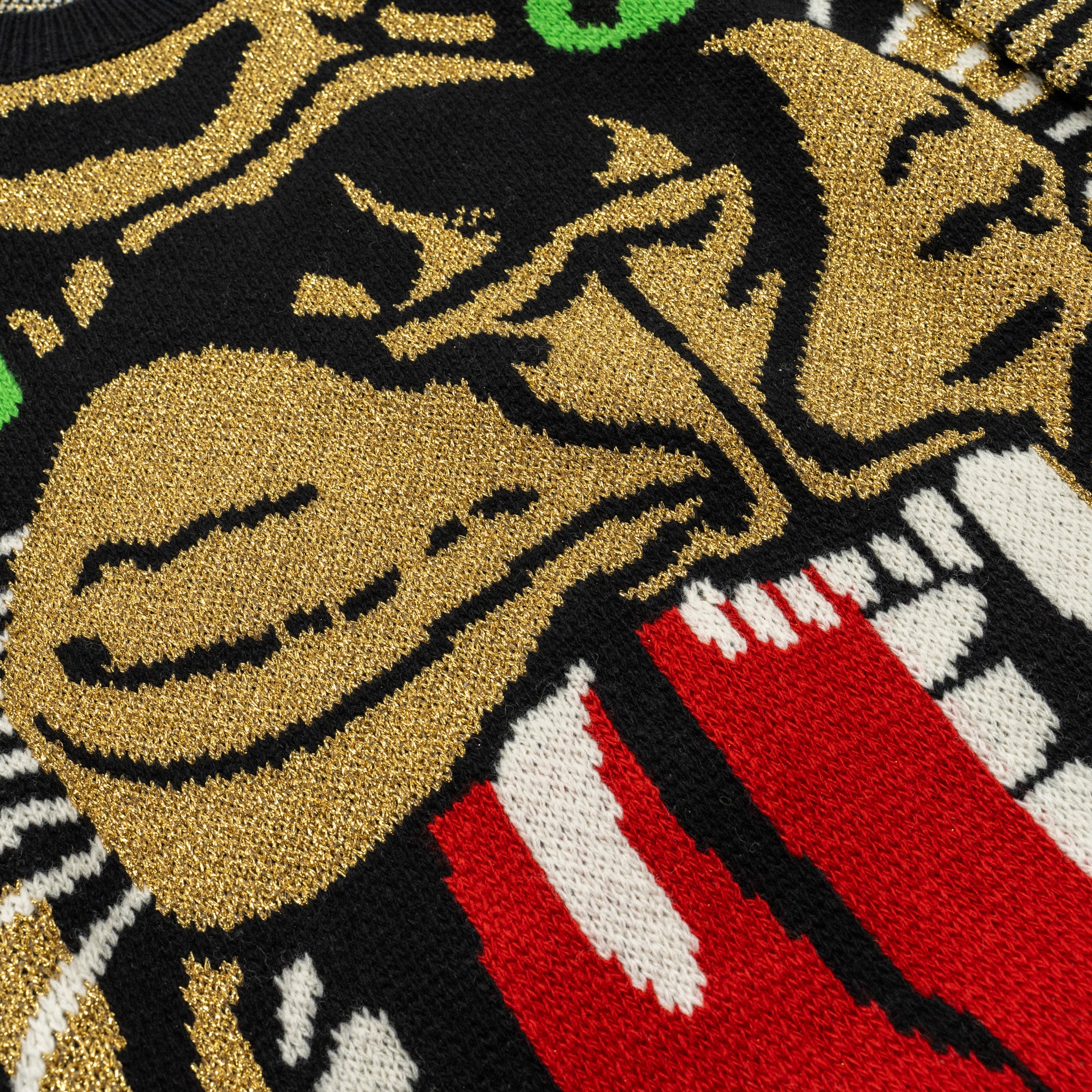 Gucci Size S Jacquard Tiger Sweater Wool/Metallised Fiber Gold/Black/Green - Image 4