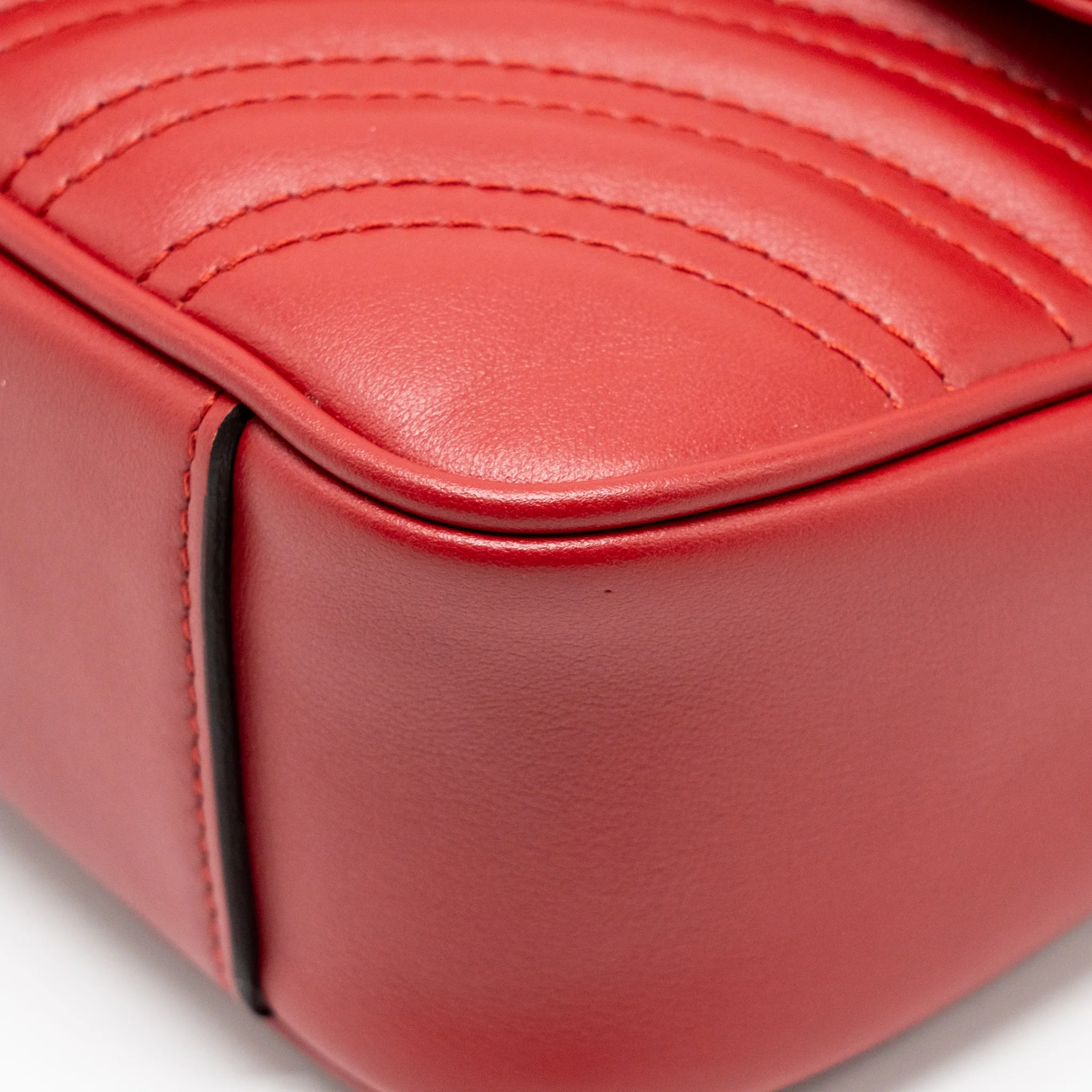 Gucci Small GG Marmont Shoulder Bag Calfskin Red Brushed GHW - Image 8