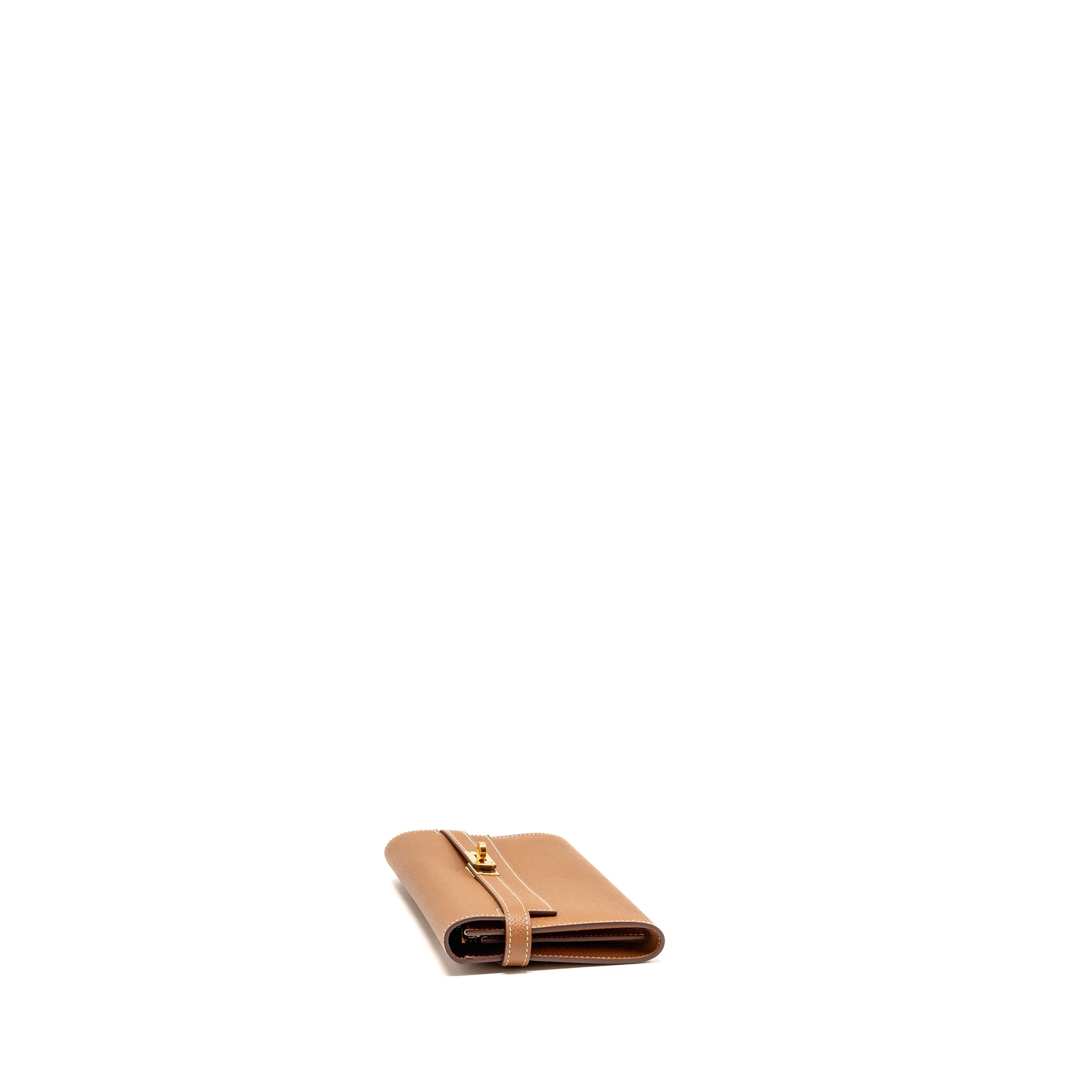 Hemes Kelly Long Wallet Epsom Gold GHW Stamp C - Image 3