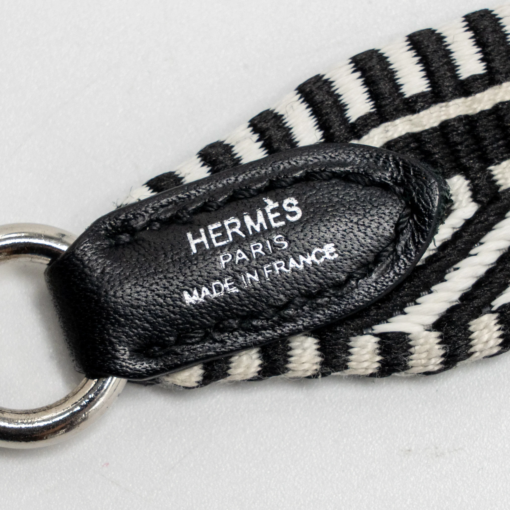 Hermes 85cm Strap canvas / swift black / white SHW stamp D - Image 3