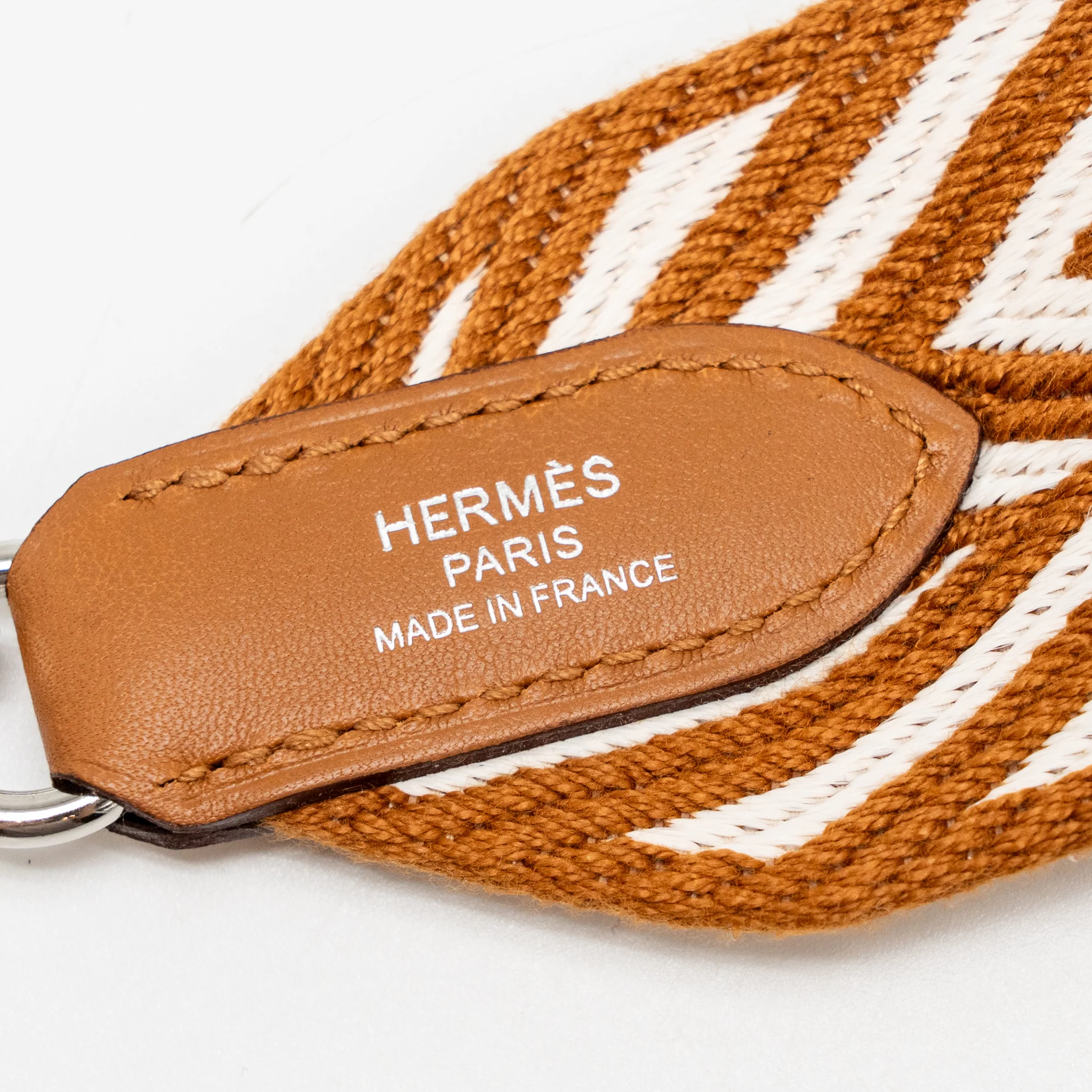 Hermes 90cm Sangle Zigzag Shoulder Strap 50mm Width Canvas/Swift Gold/ Blanc SHW Stamp D - Image 3
