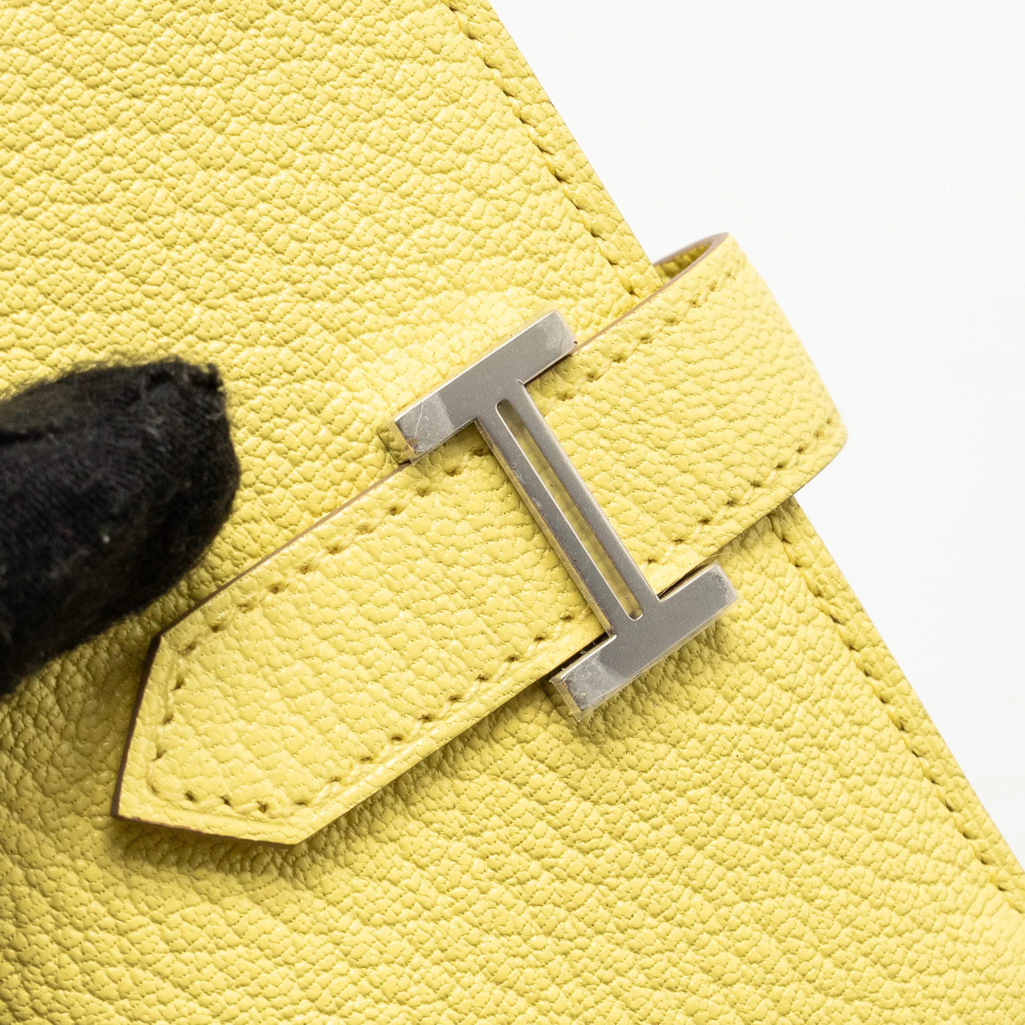 Hermes Bearn Compact Wallet Chèvre Mysore Jaune Milton SHW Stamp W - Image 8