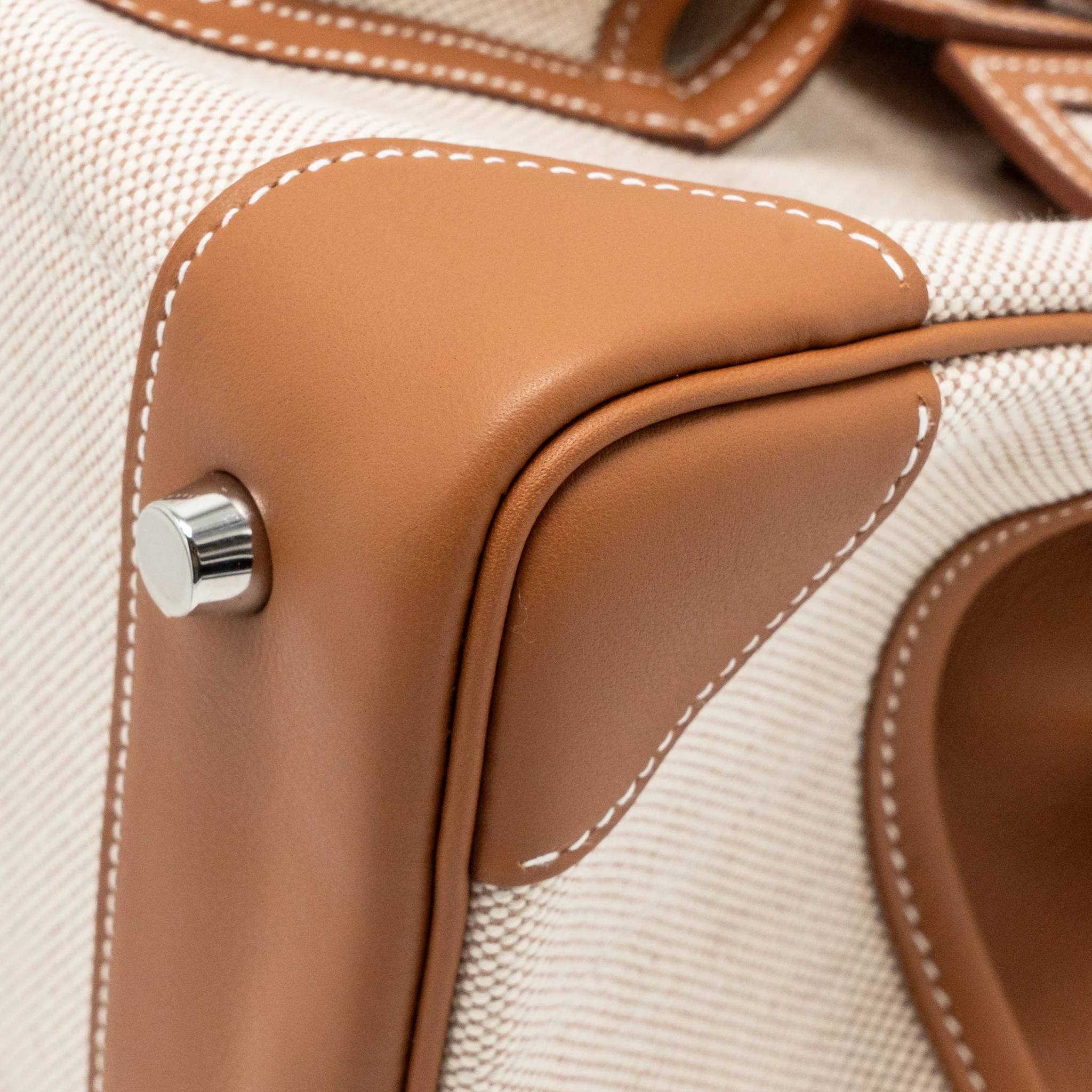 Hermes Birkin 25 Cargo Toile H/Swift Ecru-Beige/Gold SHW Stamp K - Image 10