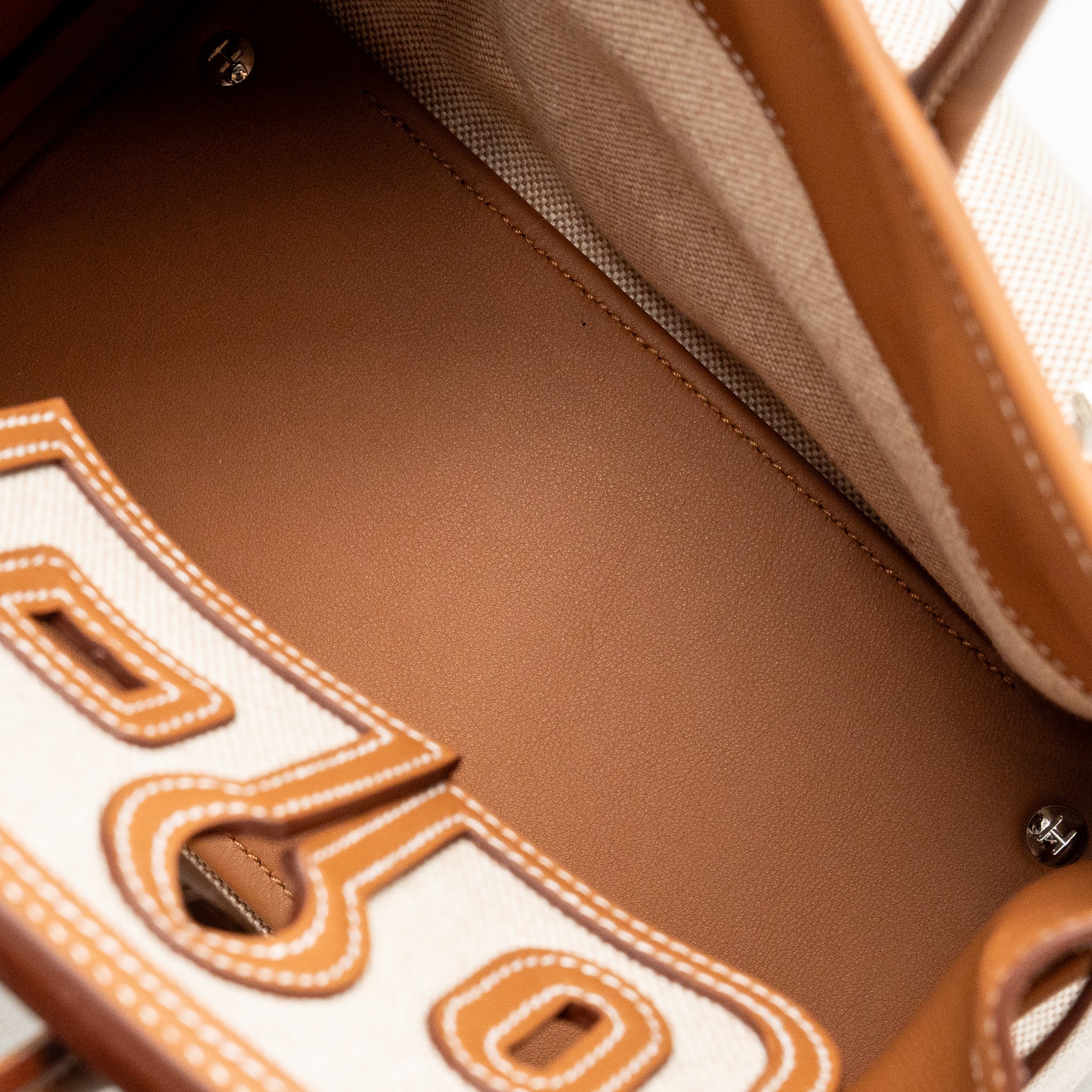 Hermes Birkin 25 Cargo Toile H/Swift Ecru-Beige/Gold SHW Stamp K - Image 16