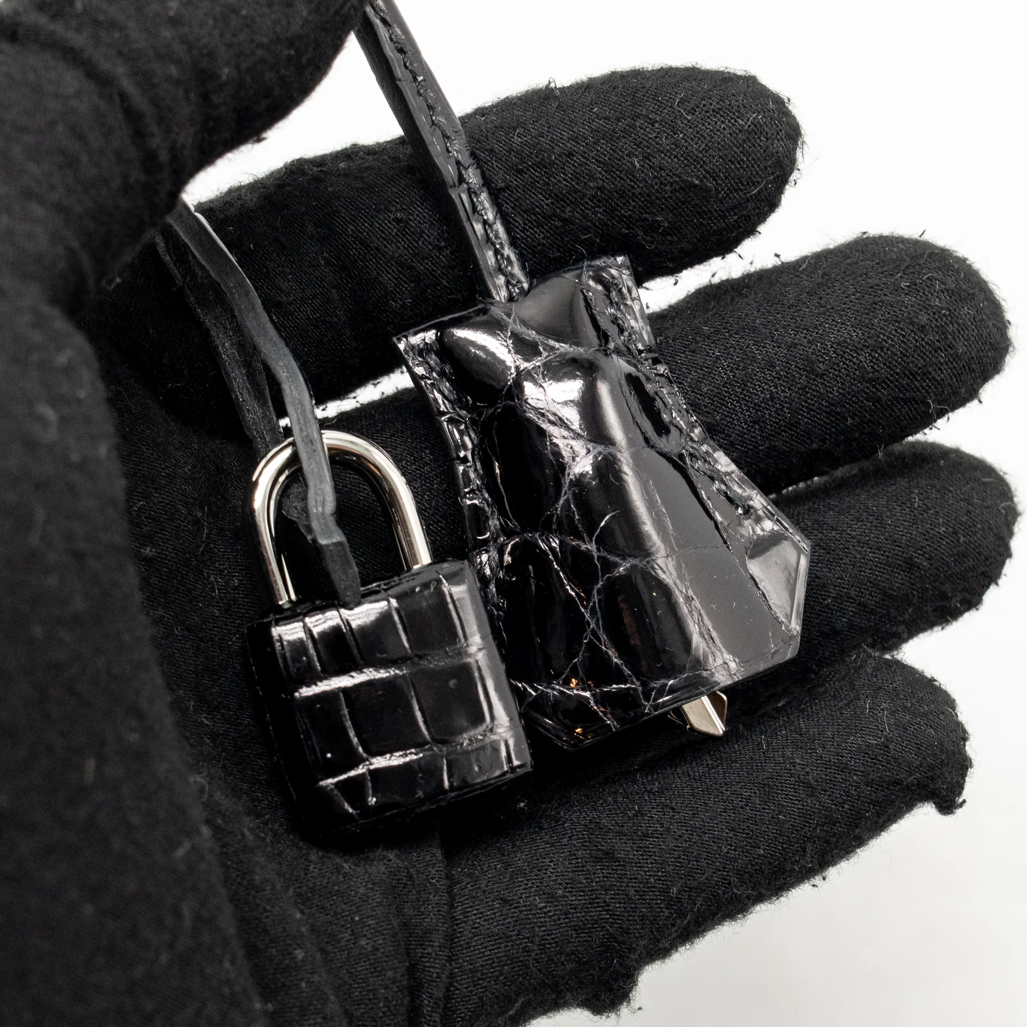 Hermes Birkin 25 Crocodile Niloticus Black SHW Stamp K - Image 19