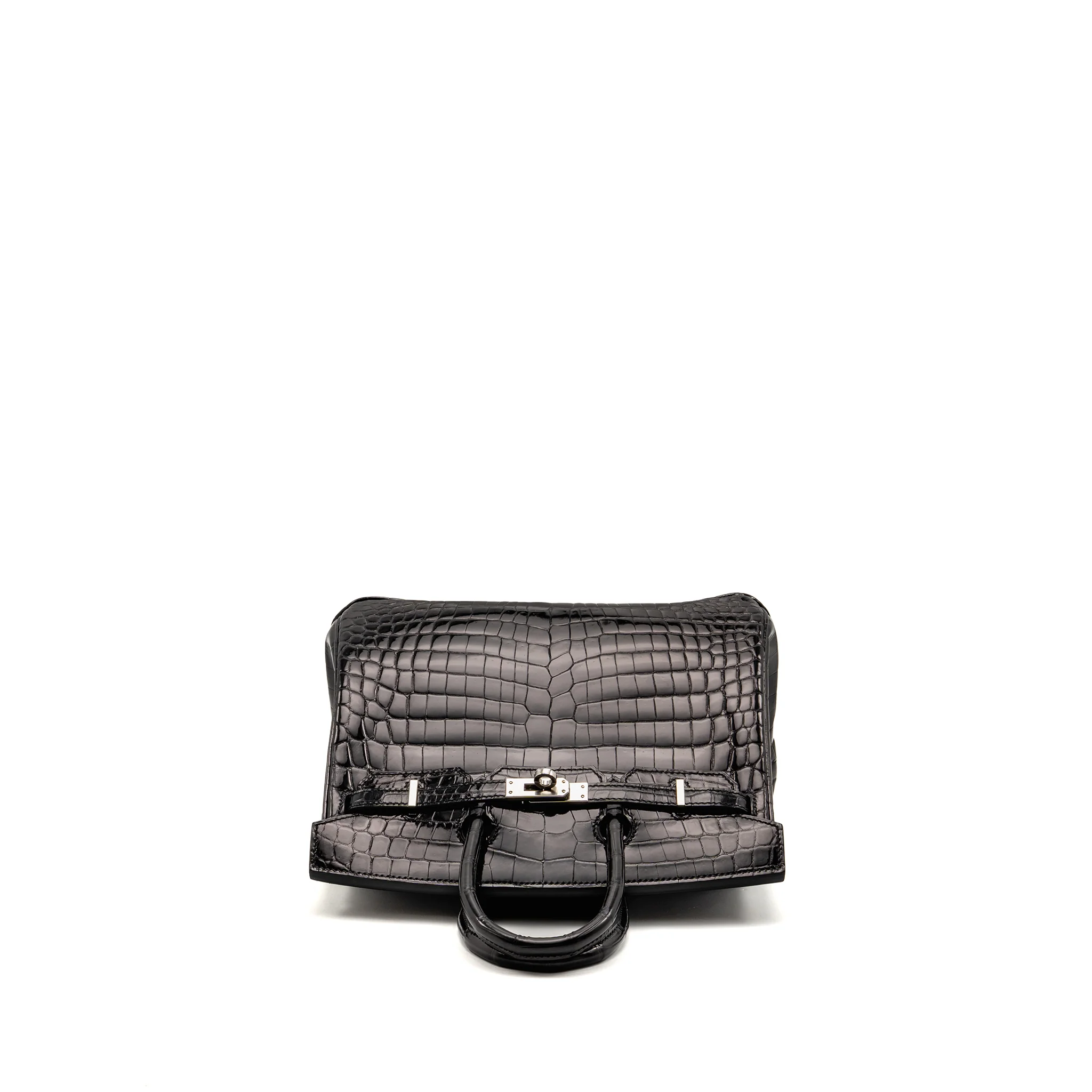 Hermes Birkin 25 Crocodile Niloticus Black SHW Stamp K - Image 5