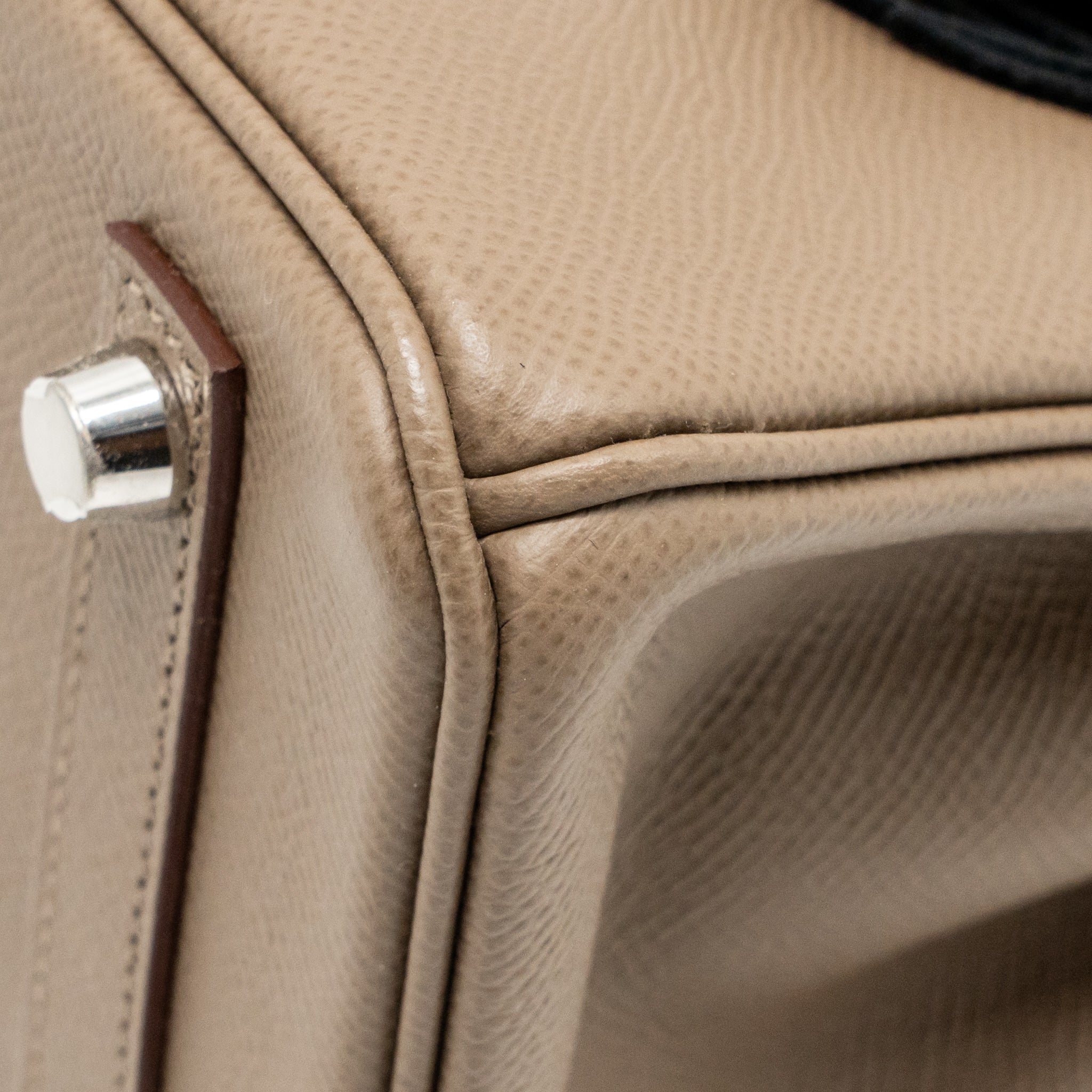 Hermes birkin 25 Epsom etoupe / gris pale / ebene SHW stamp B - Image 8