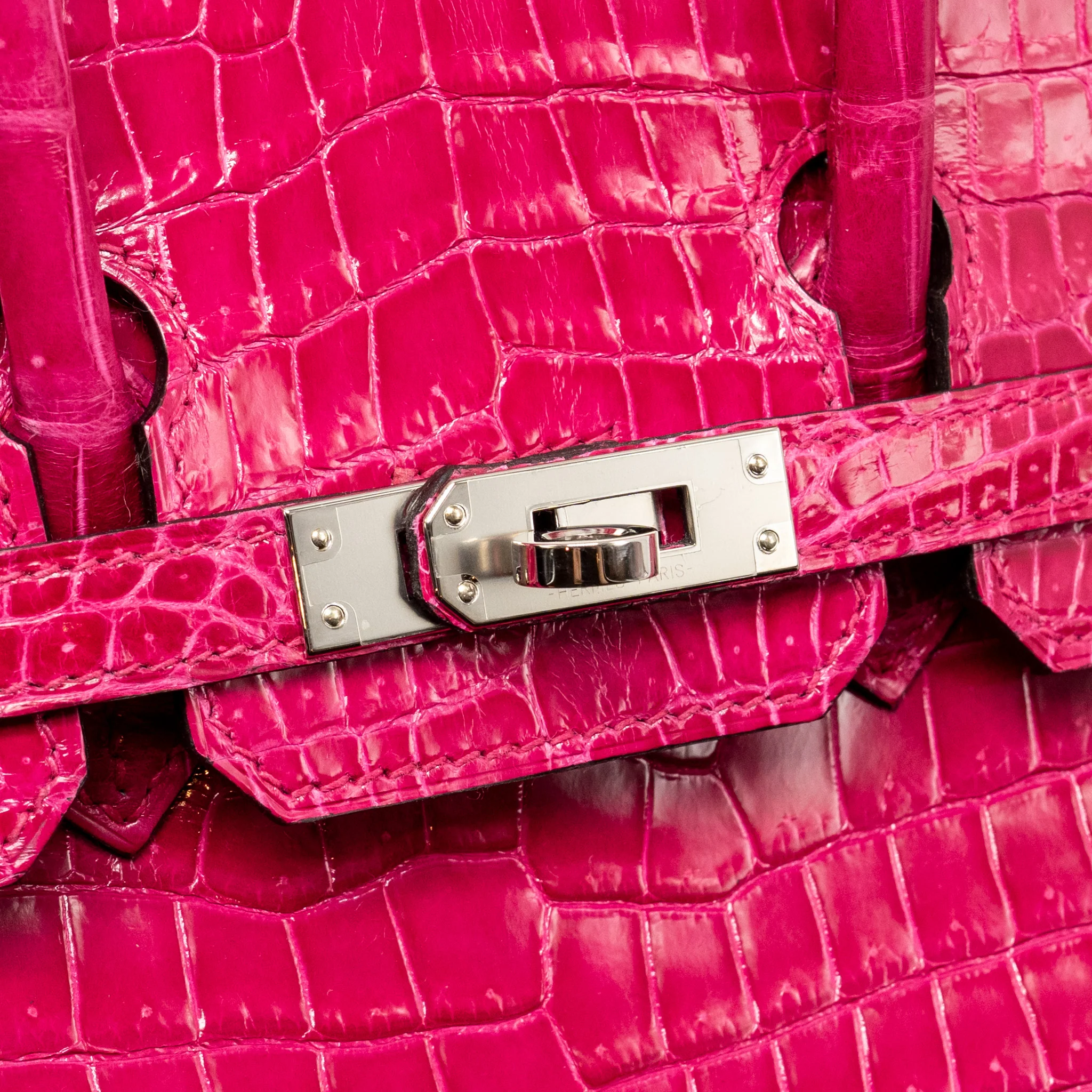 Hermes Birkin 25 shiny crocodile porous rose Mexico SHW stamp Z - Image 14