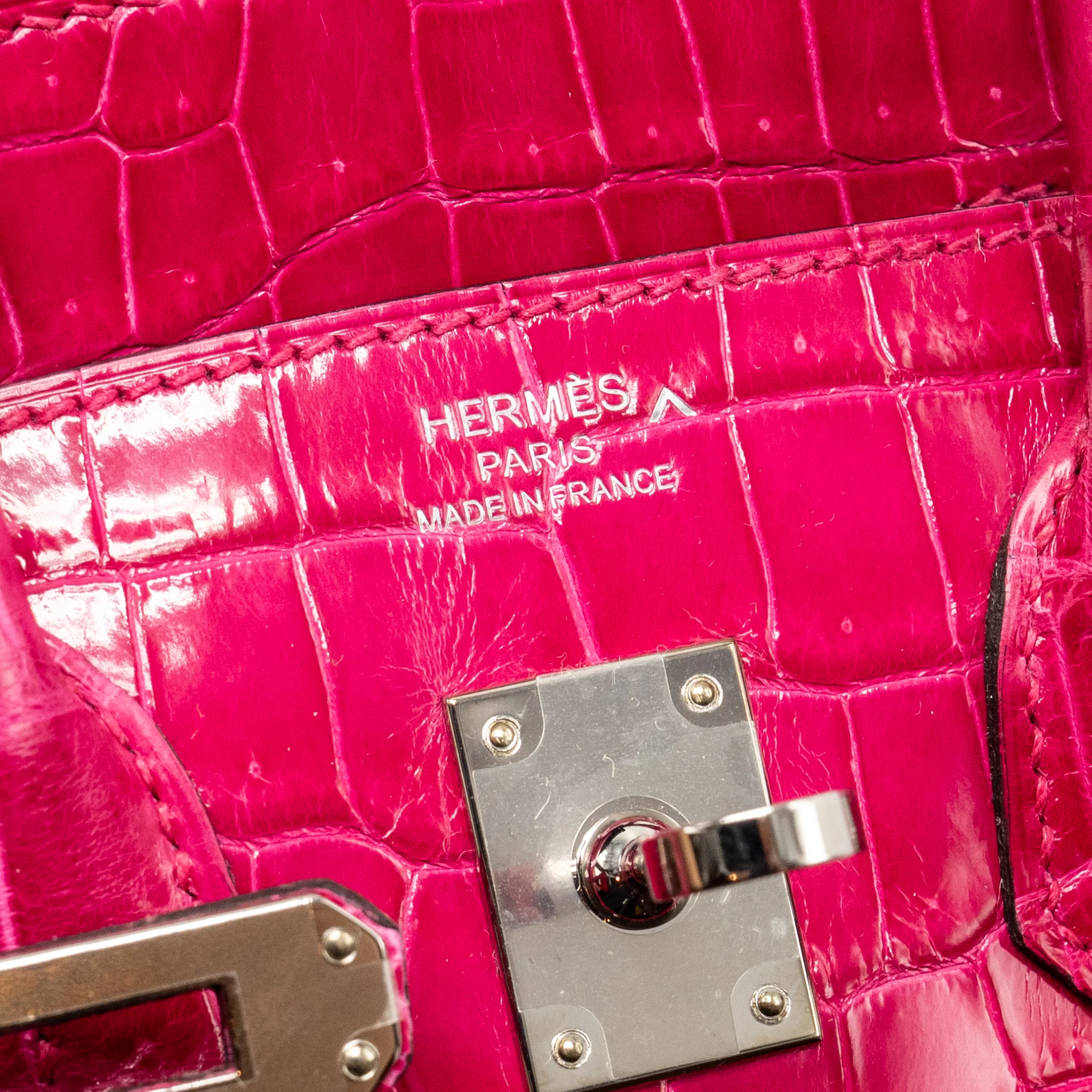 Hermes Birkin 25 shiny crocodile porous rose Mexico SHW stamp Z - Image 15