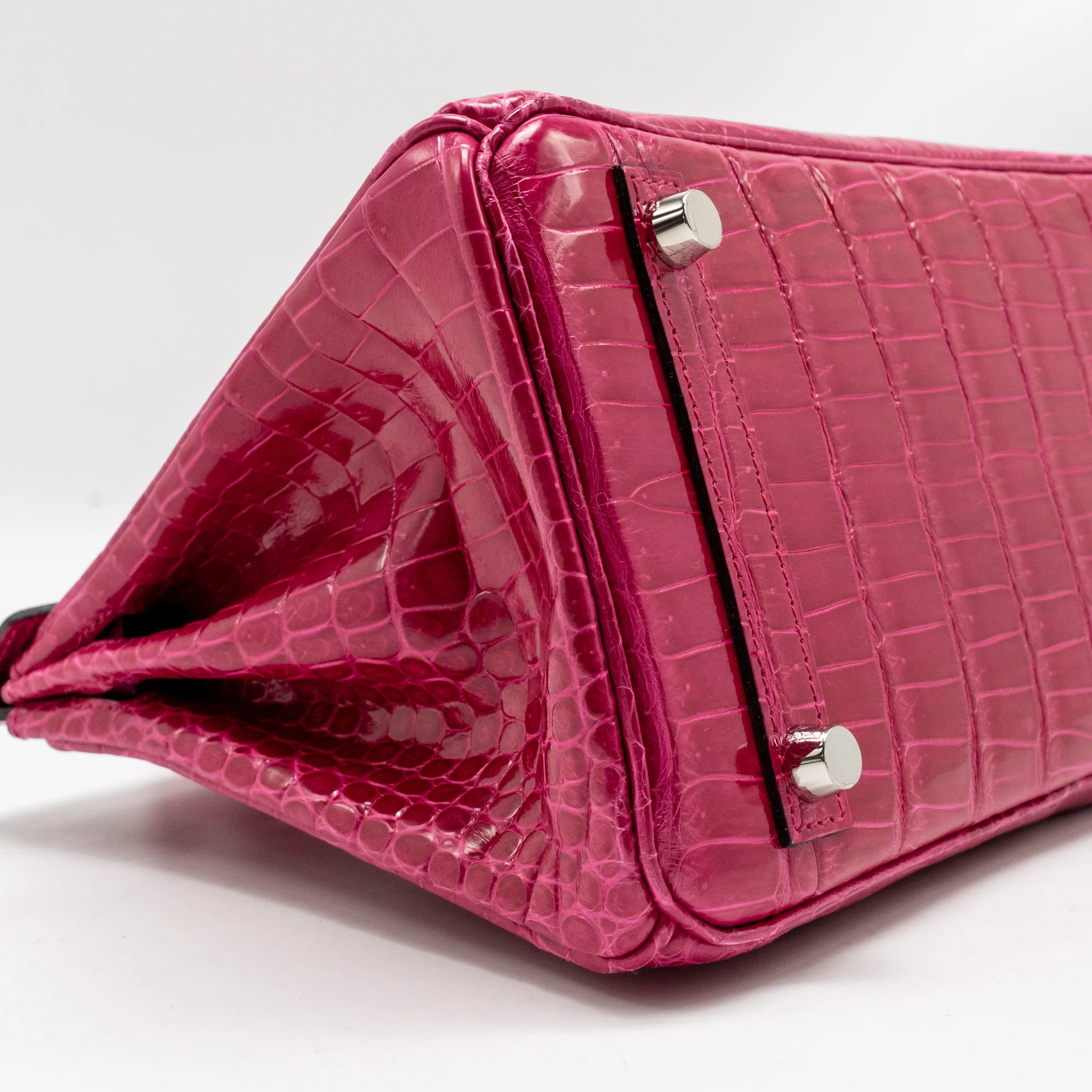 Hermes Birkin 25 shiny crocodile porous rose Mexico SHW stamp Z - Image 7
