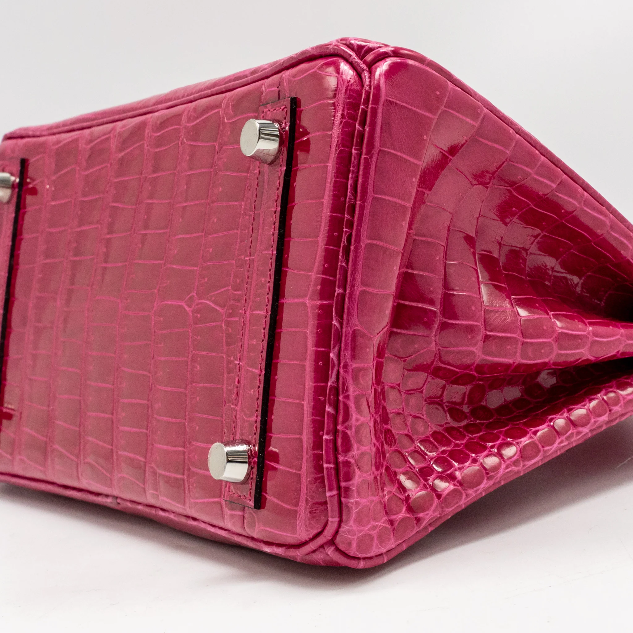 Hermes Birkin 25 shiny crocodile porous rose Mexico SHW stamp Z - Image 8