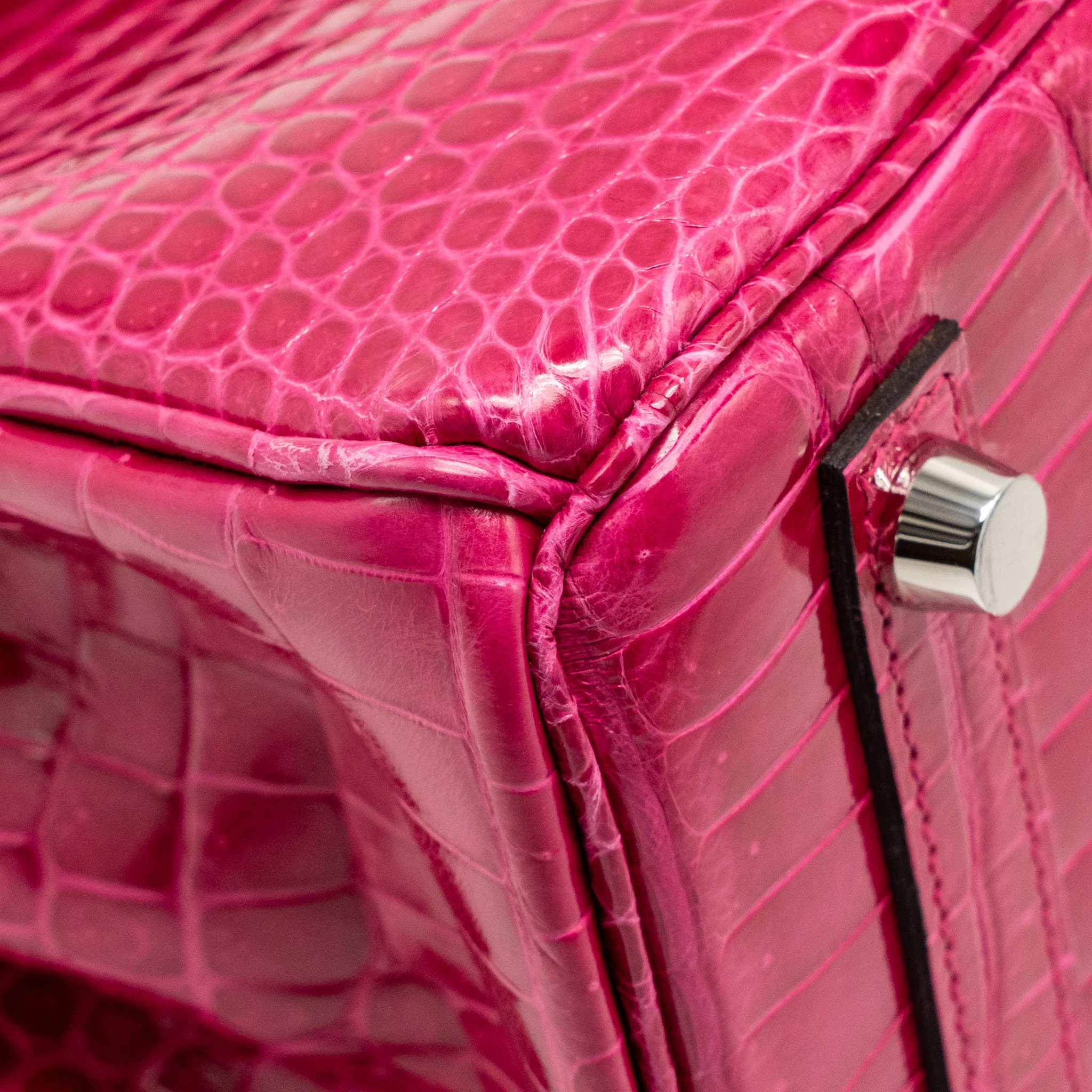 Hermes Birkin 25 shiny crocodile porous rose Mexico SHW stamp Z - Image 9