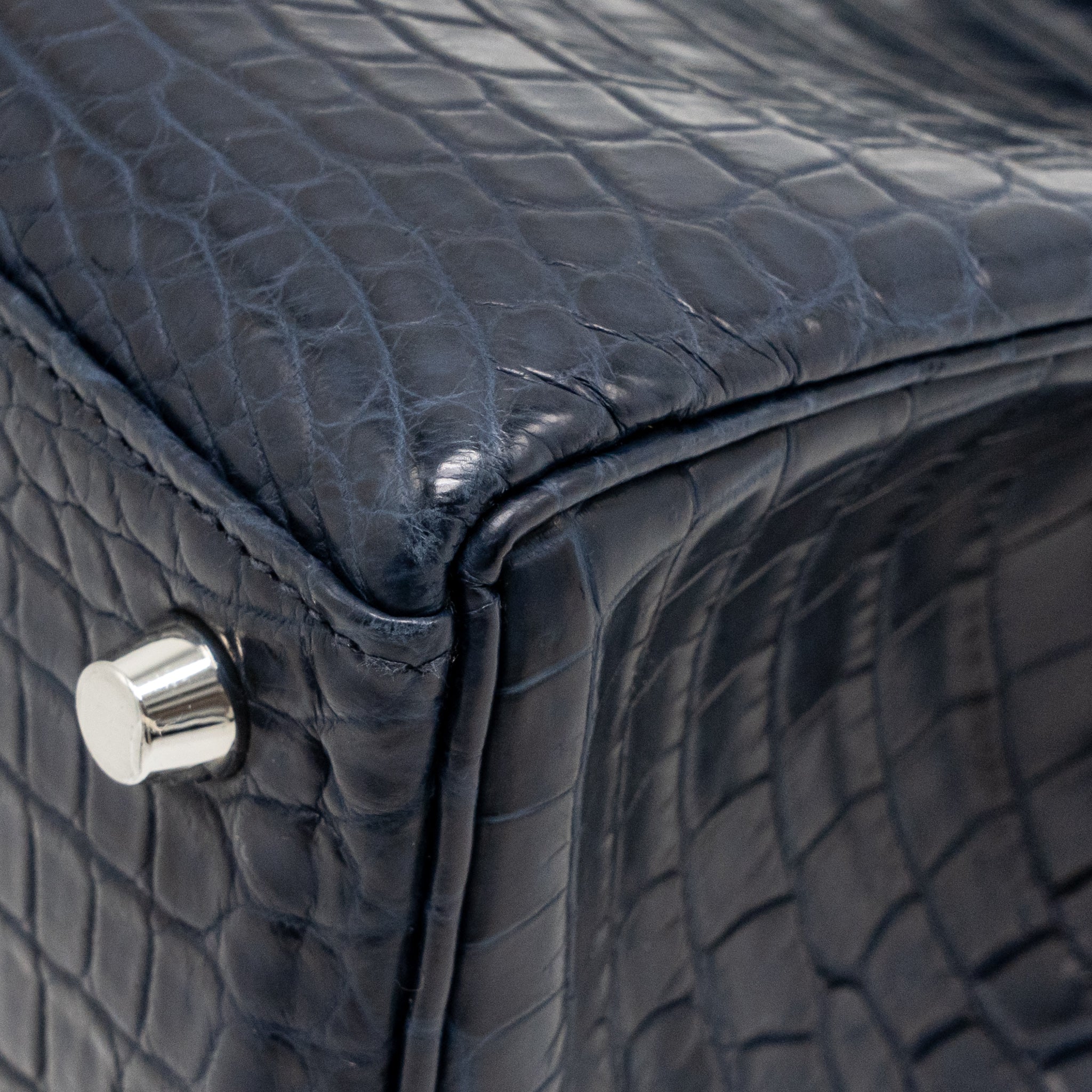 Hermes Kelly 25 crocodile niloticus Matt blue marine SHW stamp U - Image 10
