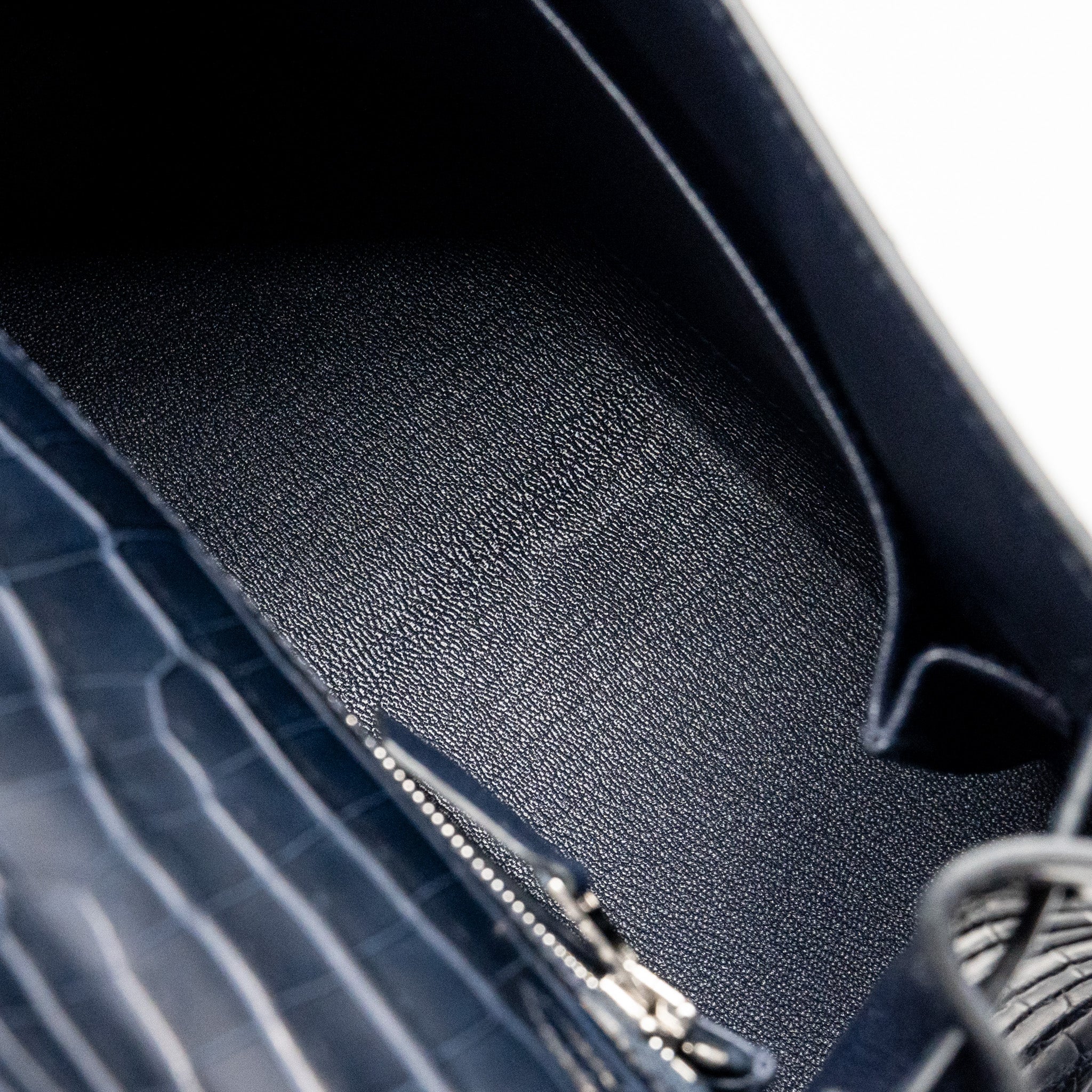 Hermes Kelly 25 crocodile niloticus Matt blue marine SHW stamp U - Image 17