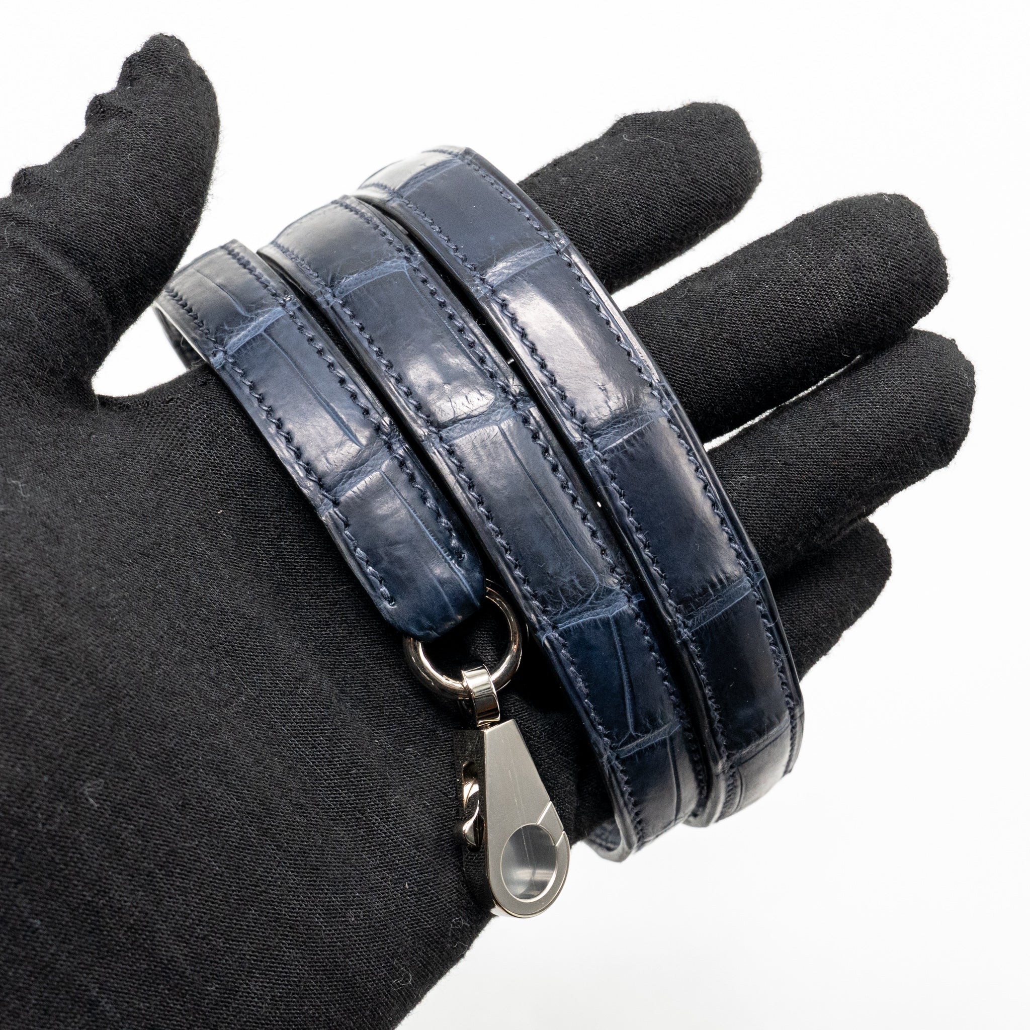 Hermes Kelly 25 crocodile niloticus Matt blue marine SHW stamp U - Image 19