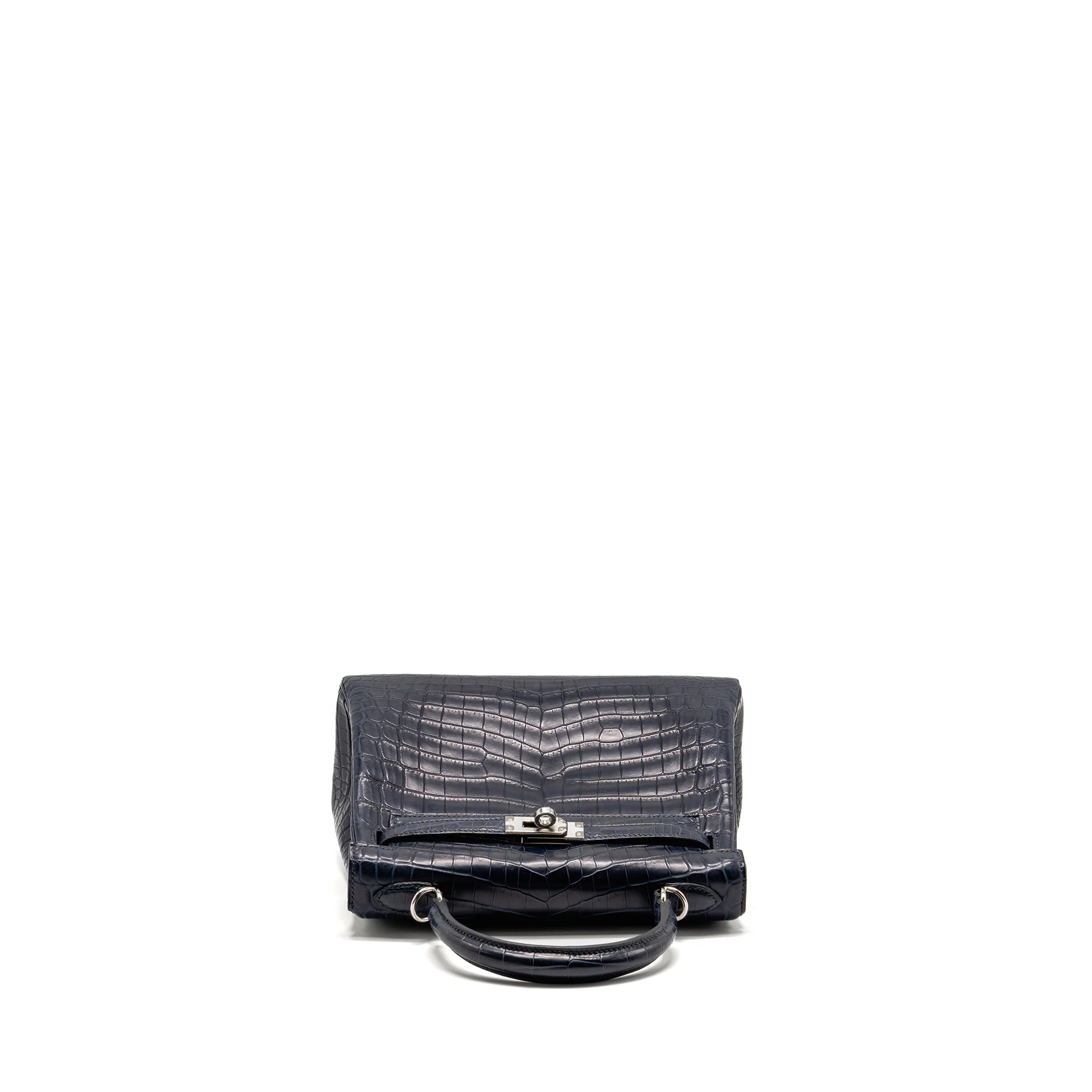 Hermes Kelly 25 crocodile niloticus Matt blue marine SHW stamp U - Image 5